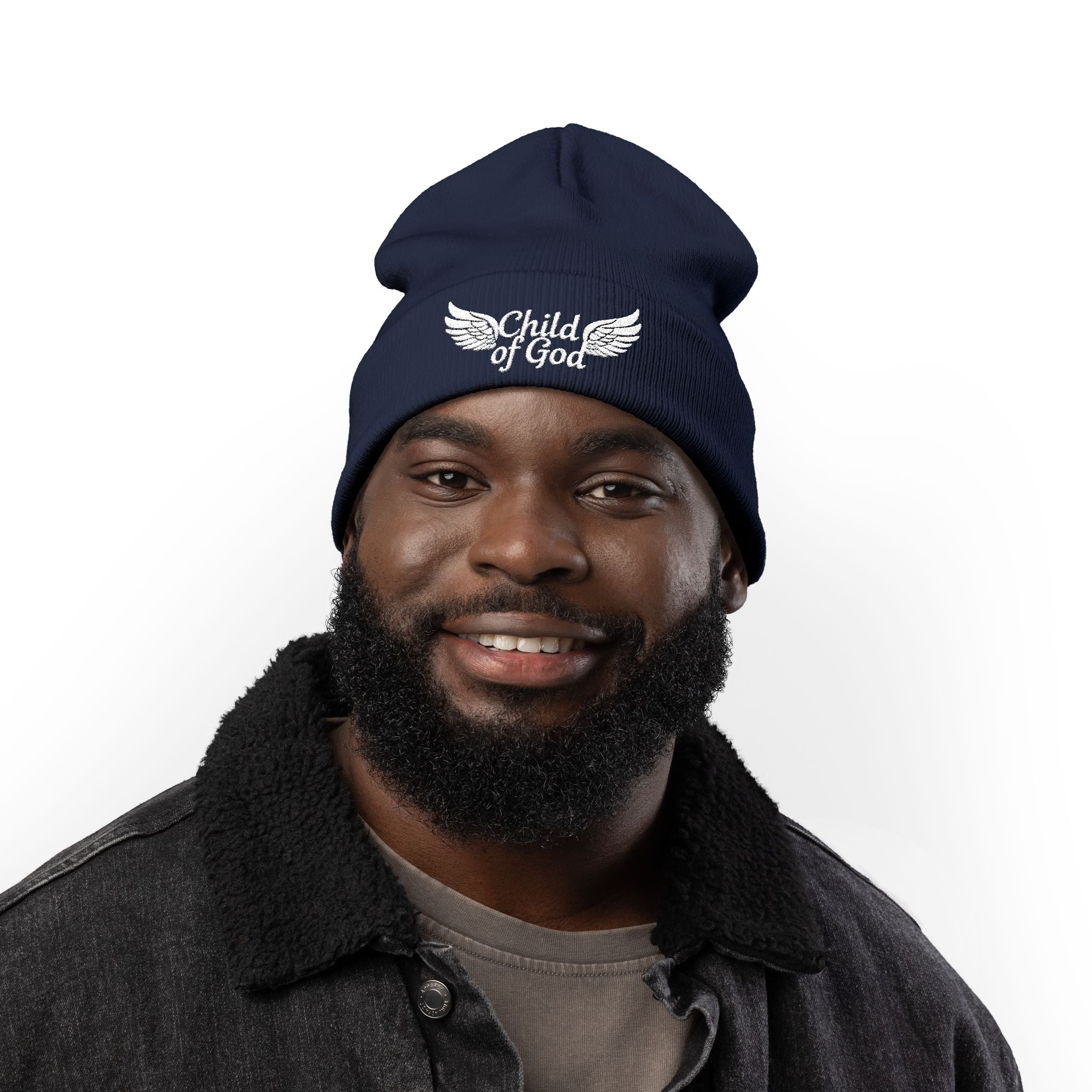 Embroidered Knit Beanie - Child of God Design