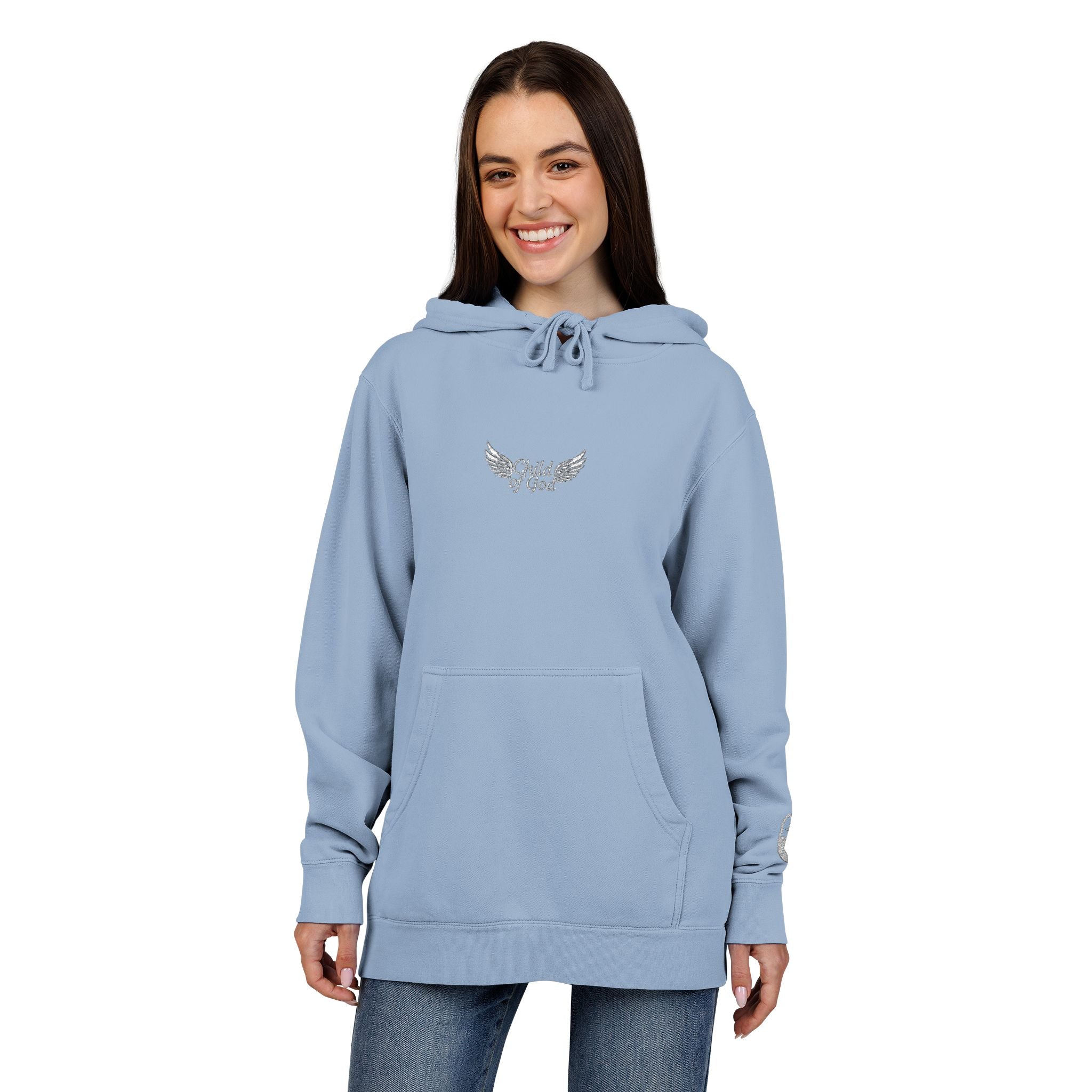 Embroidered Wings Unisex Pigment-Dyed Hoodie