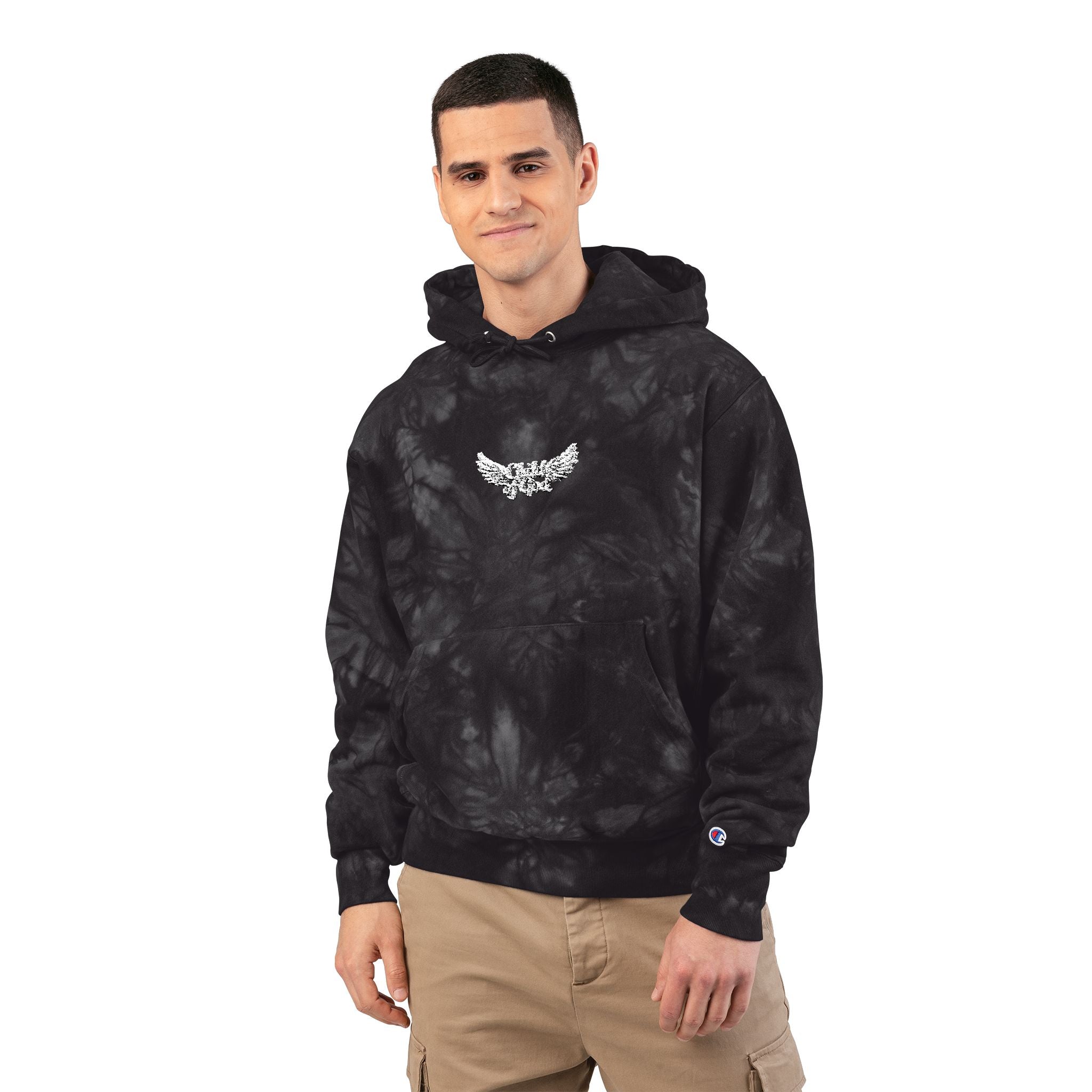 Tie-Dye Champion Hoodie with Embroidery