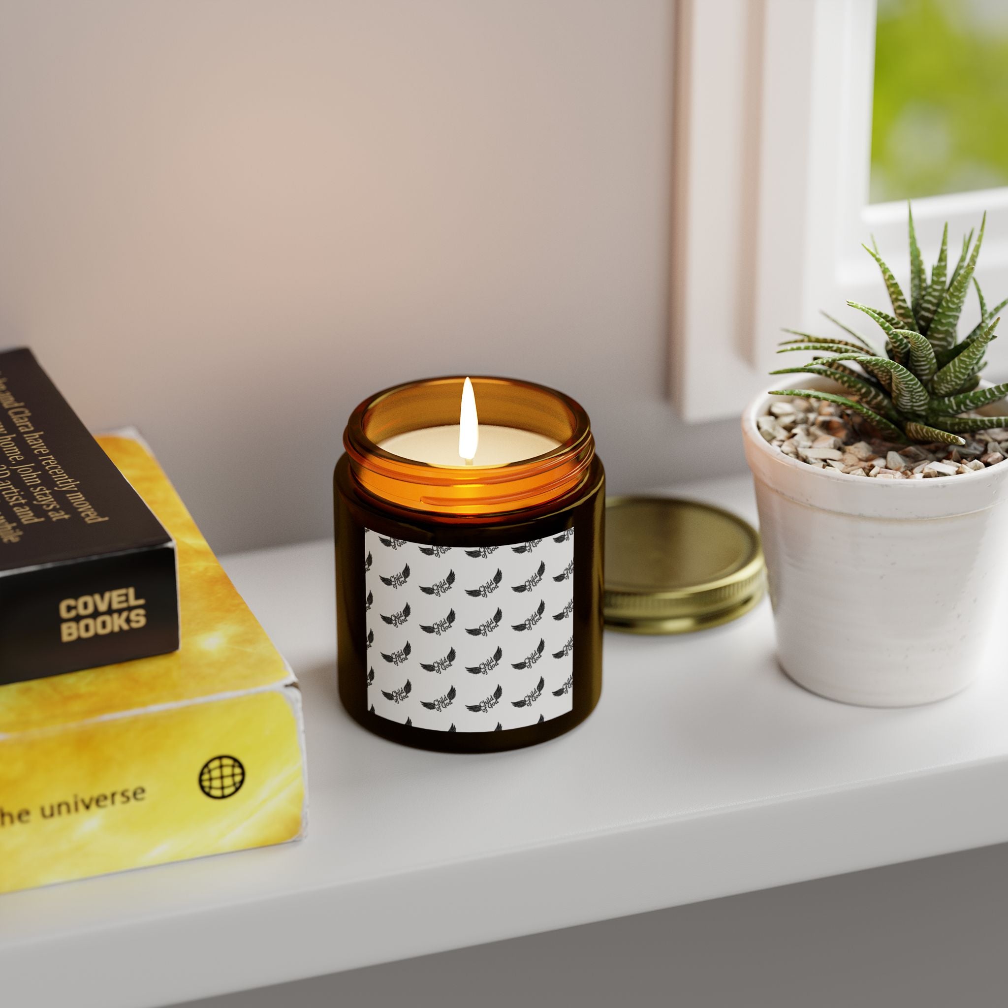 Aromatherapy Scented Candles - Coconut Apricot Wax (4oz, 9oz) with Elegant Feather Design