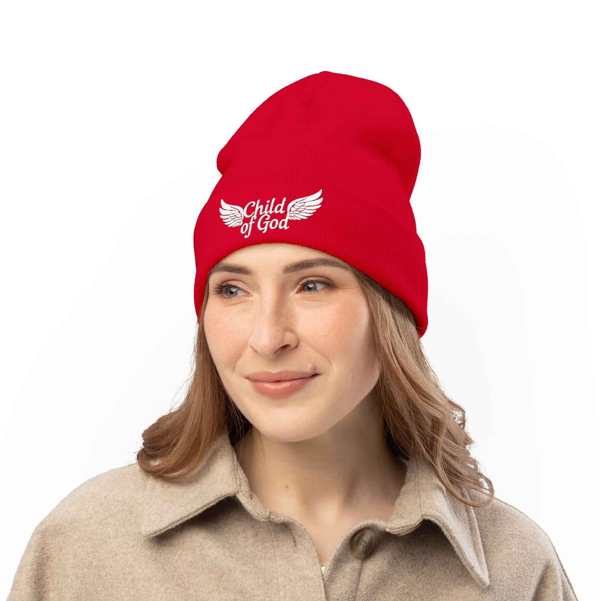 Embroidered Knit Beanie - Child of God Design