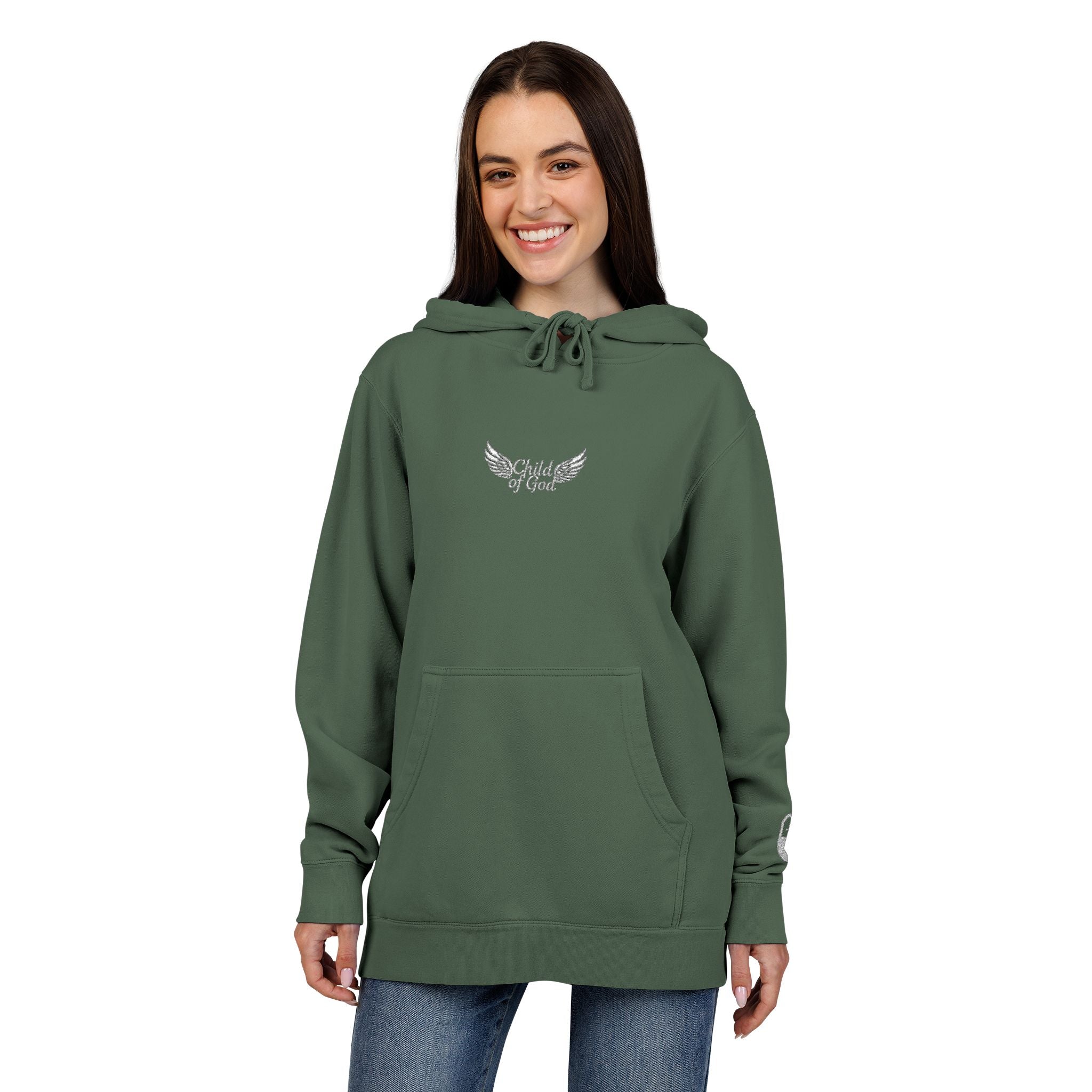 Embroidered Wings Unisex Pigment-Dyed Hoodie