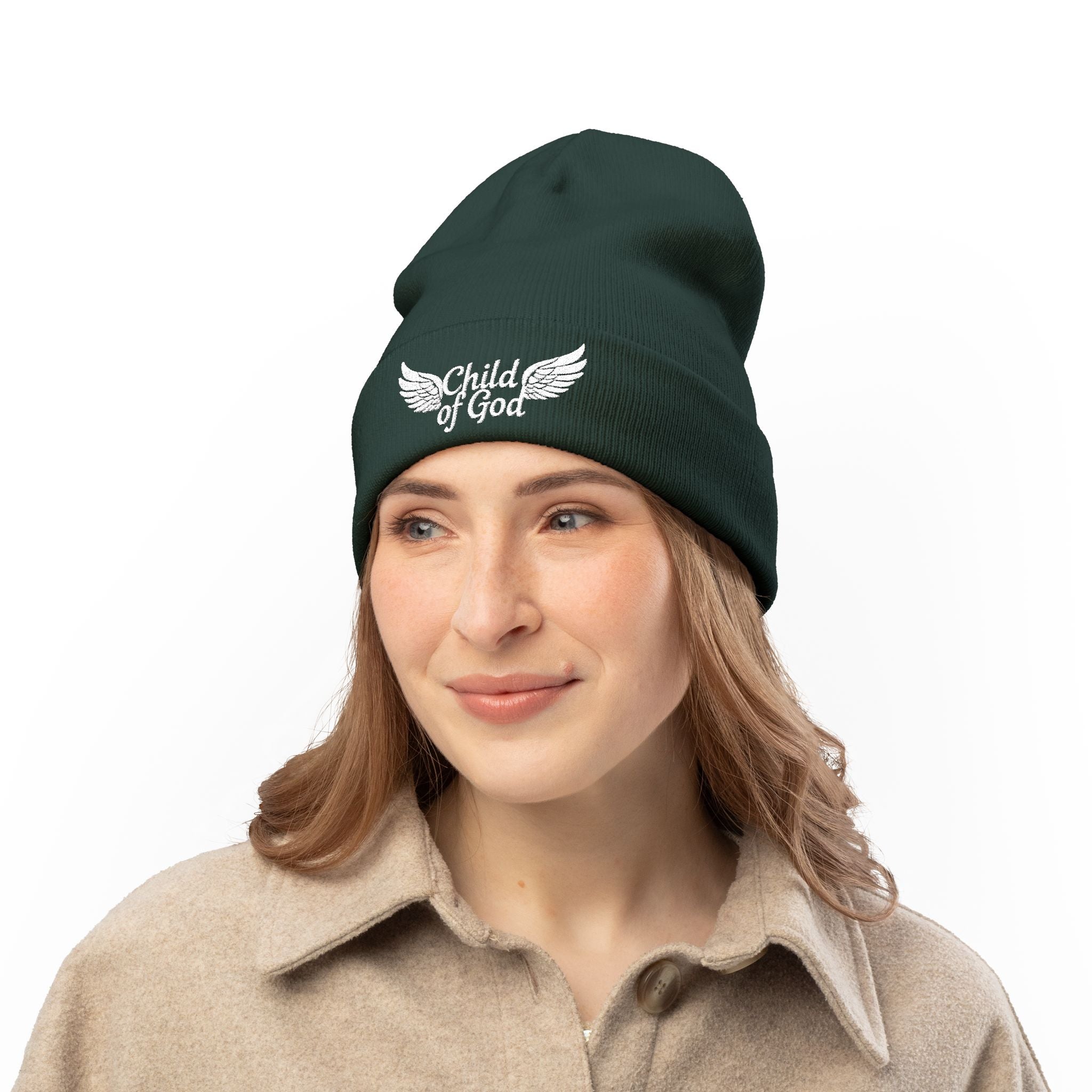 Embroidered Knit Beanie - Child of God Design
