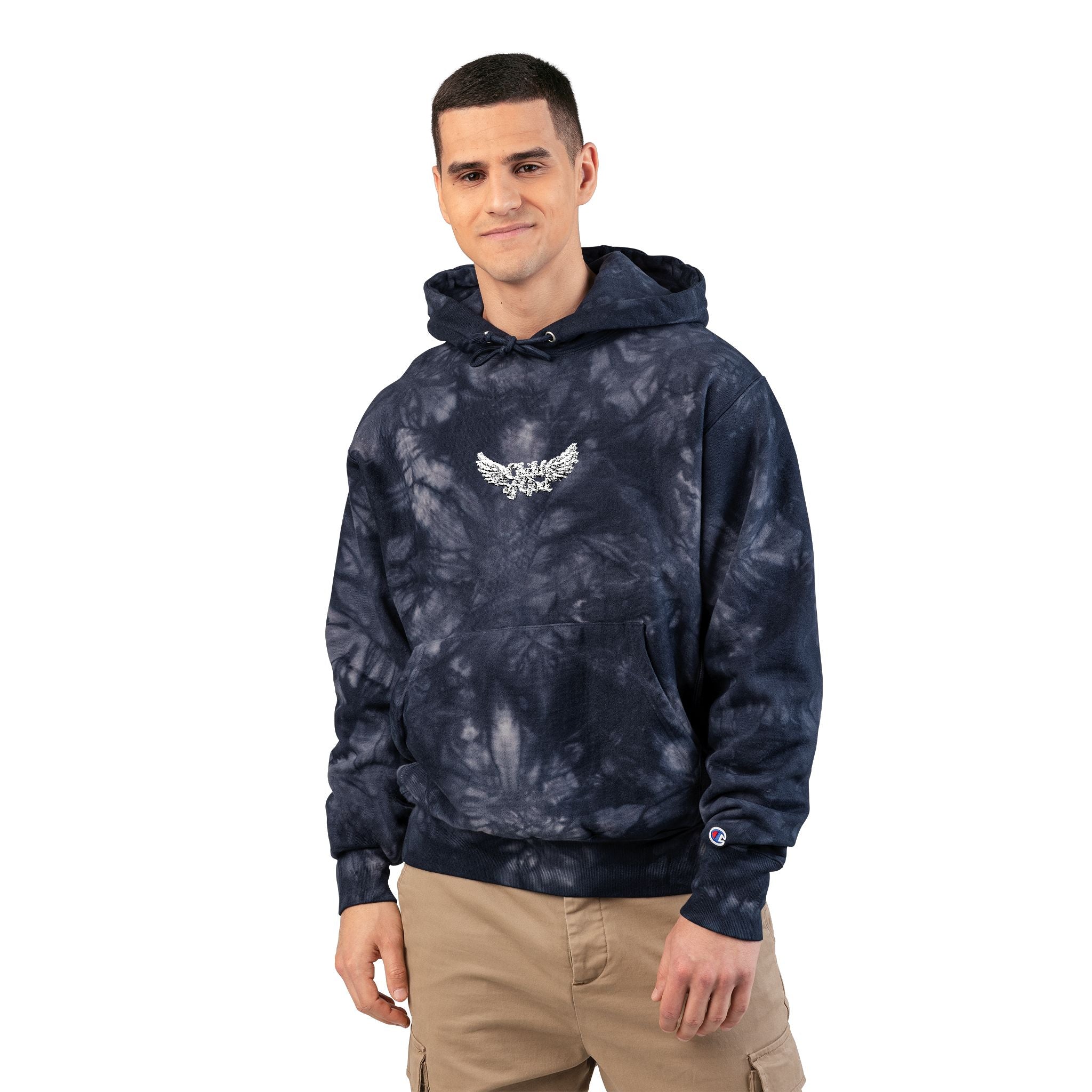 Tie-Dye Champion Hoodie with Embroidery