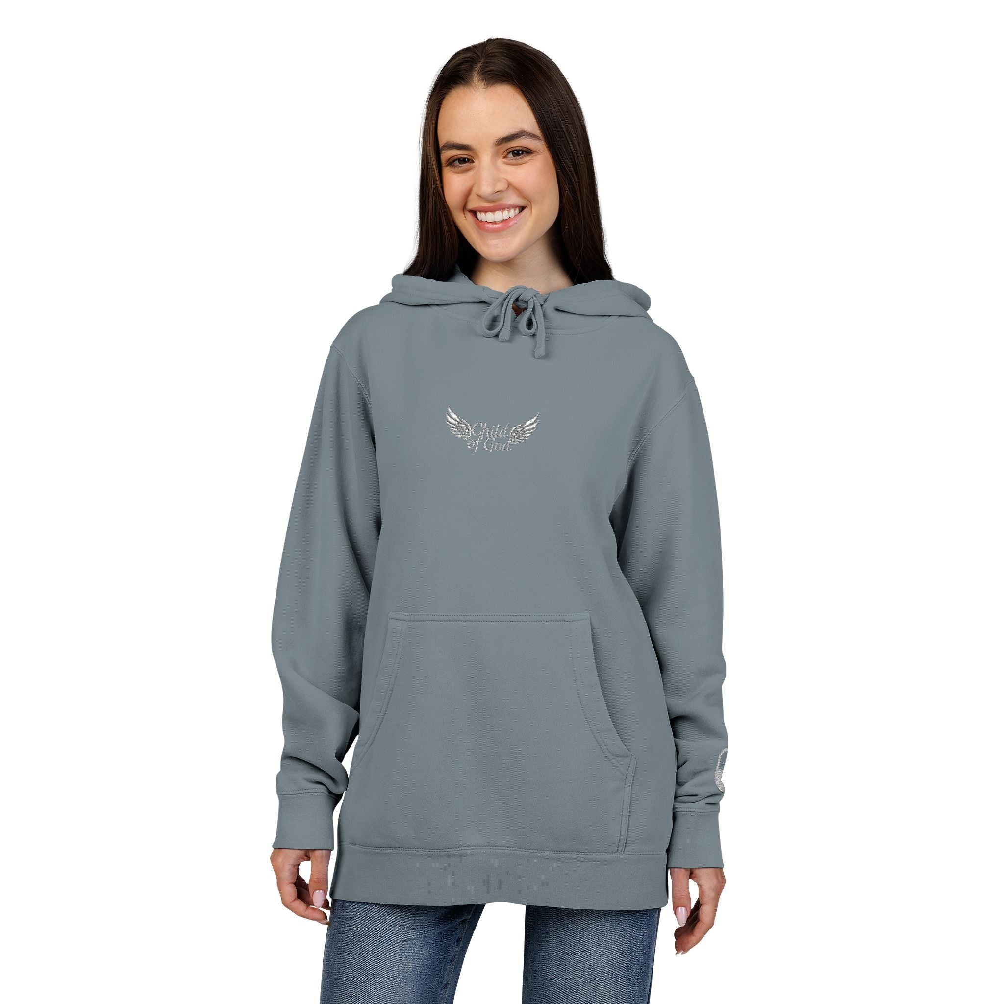 Embroidered Wings Unisex Pigment-Dyed Hoodie