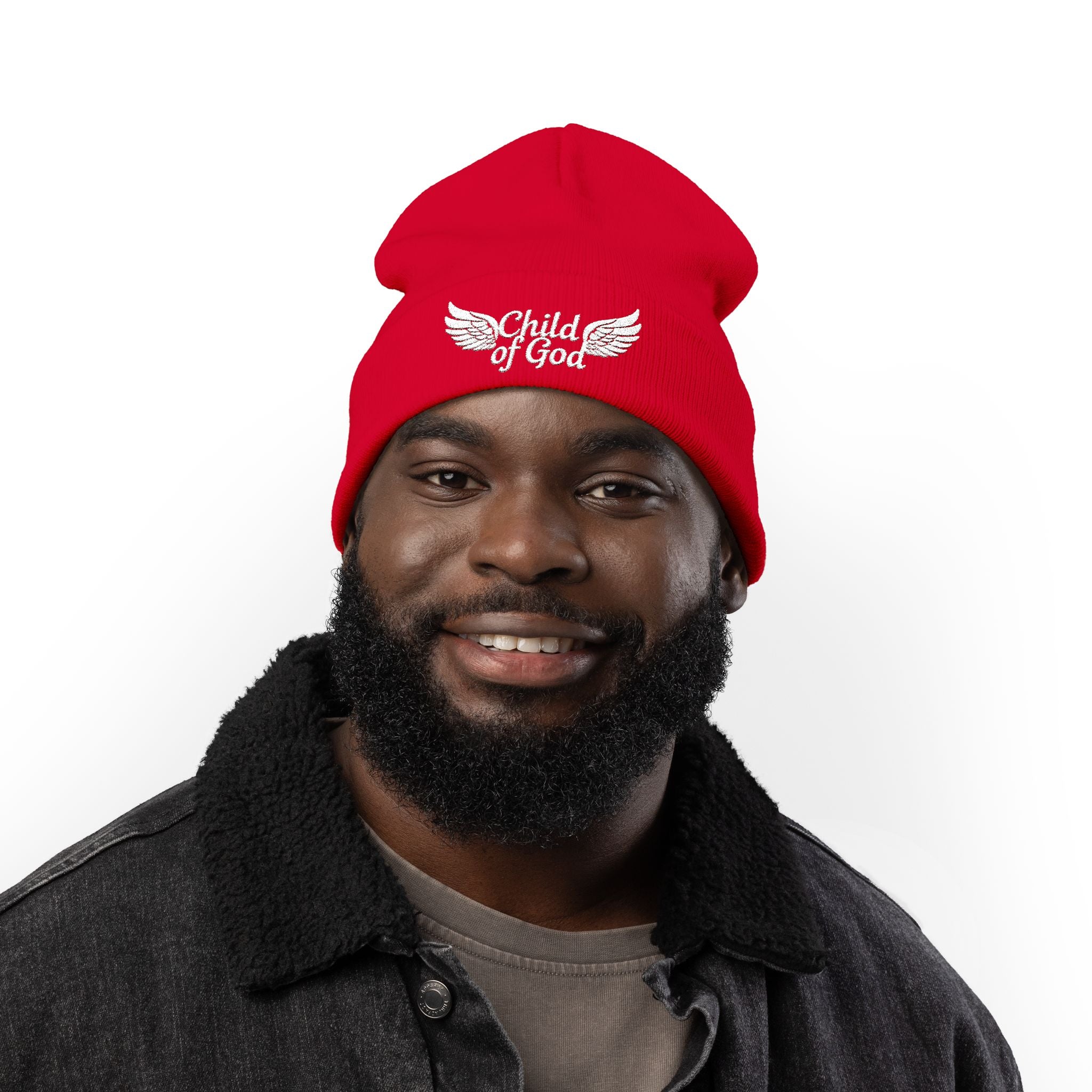 Embroidered Knit Beanie - Child of God Design