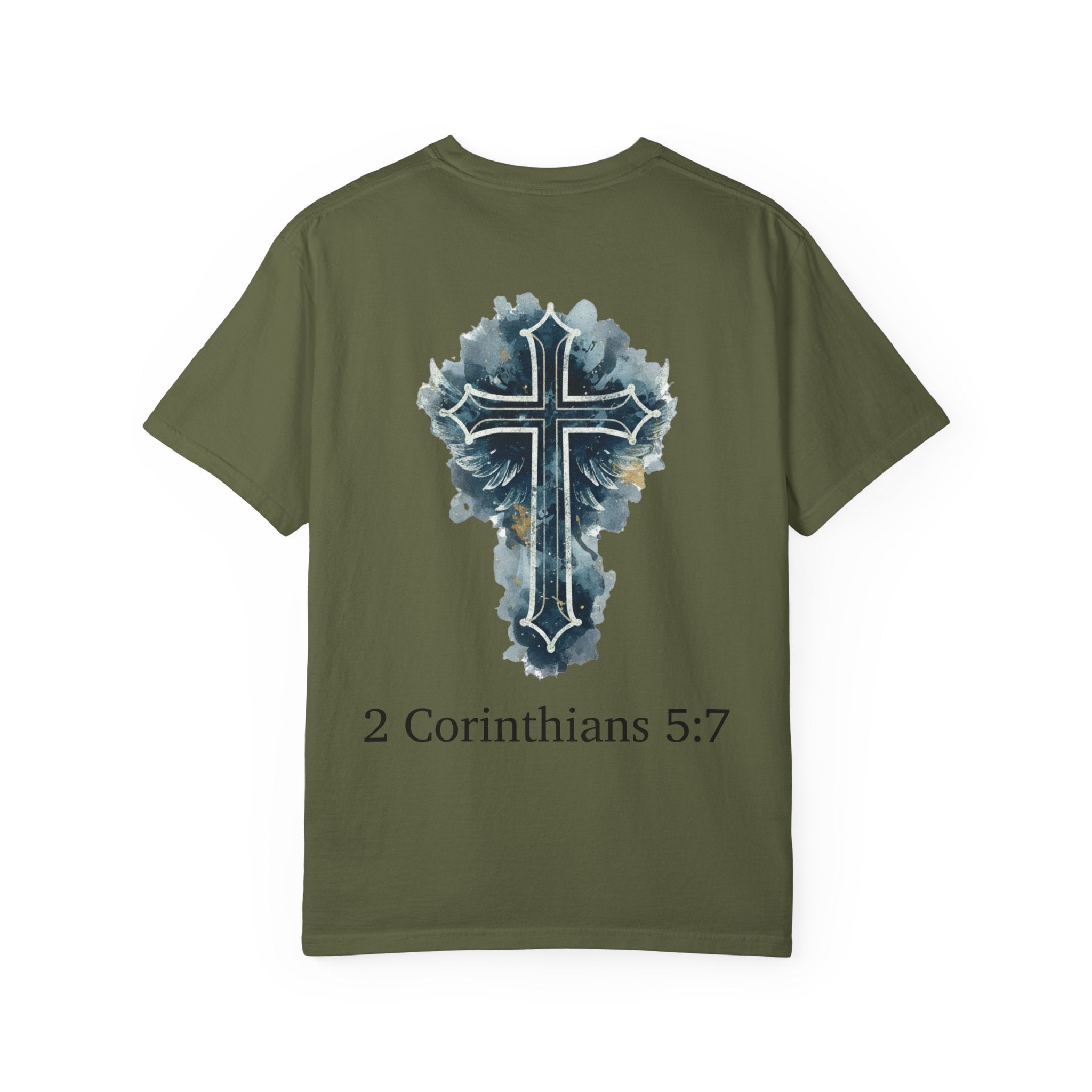 Faith-Inspired Lion Graphic Tee, Inspirational Christian T-Shirt, Unisex Walk by Faith Shirt, Biblical Quote Apparel, Gift for Believers