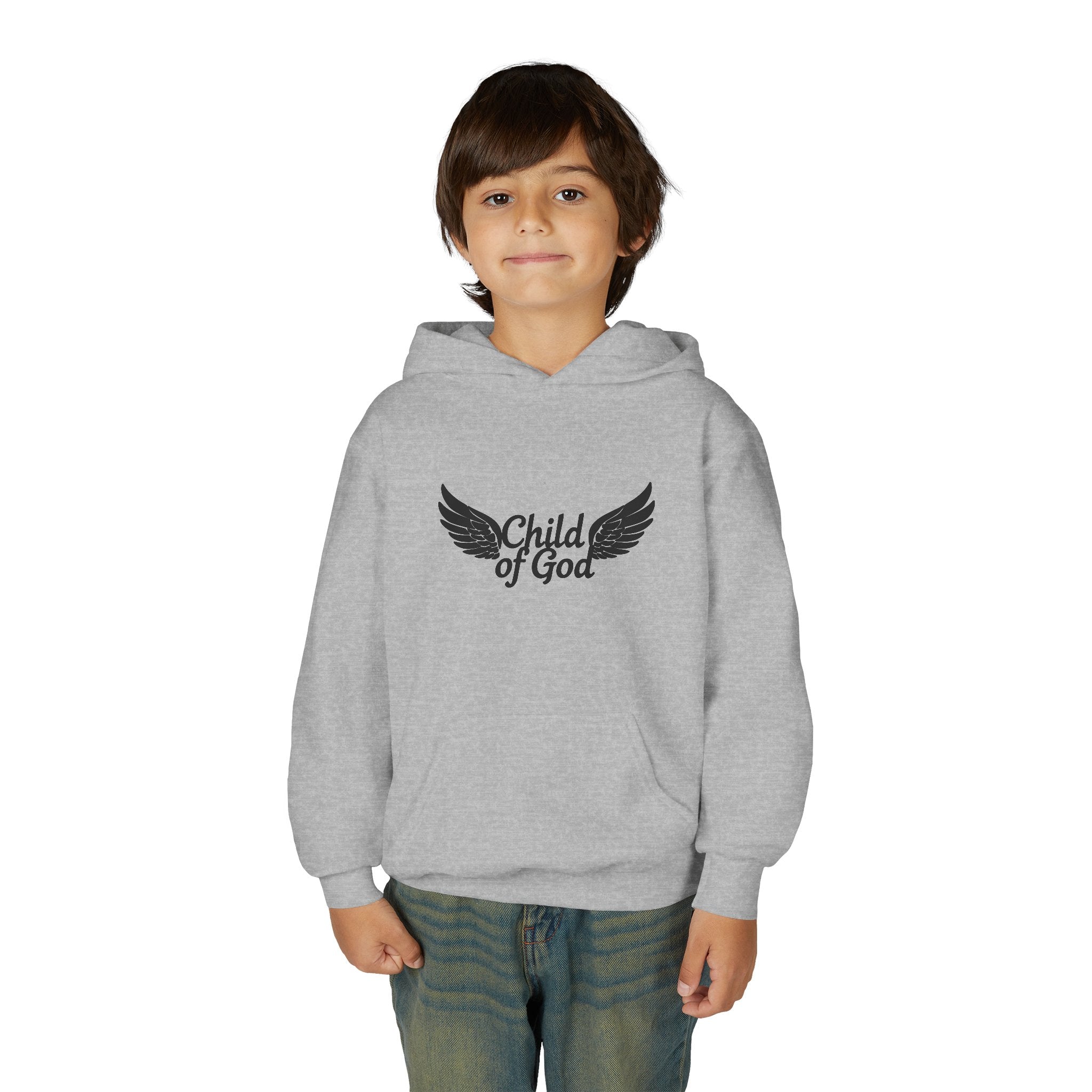Child of God Youth Hoodie with Wings Design