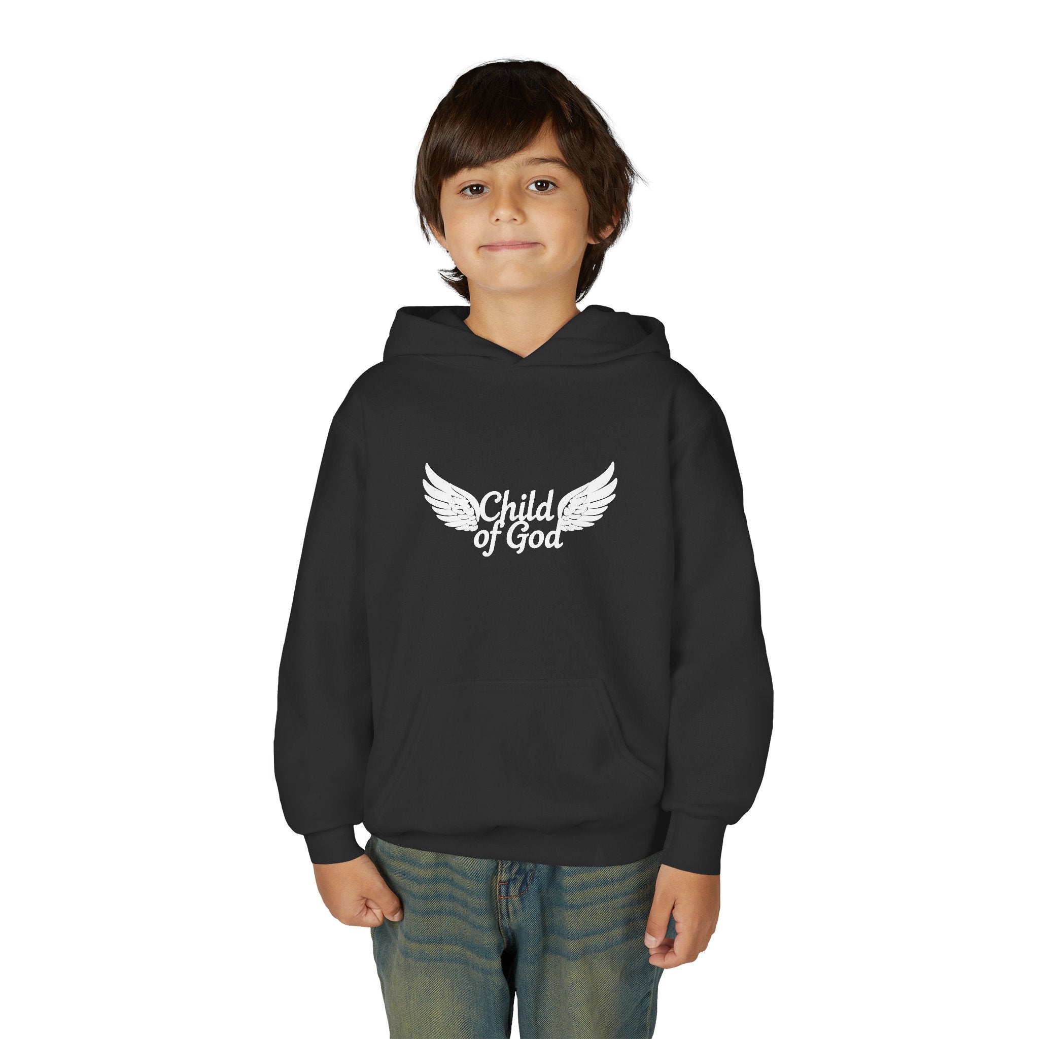 Child of God Youth Hoodie with Wings Design