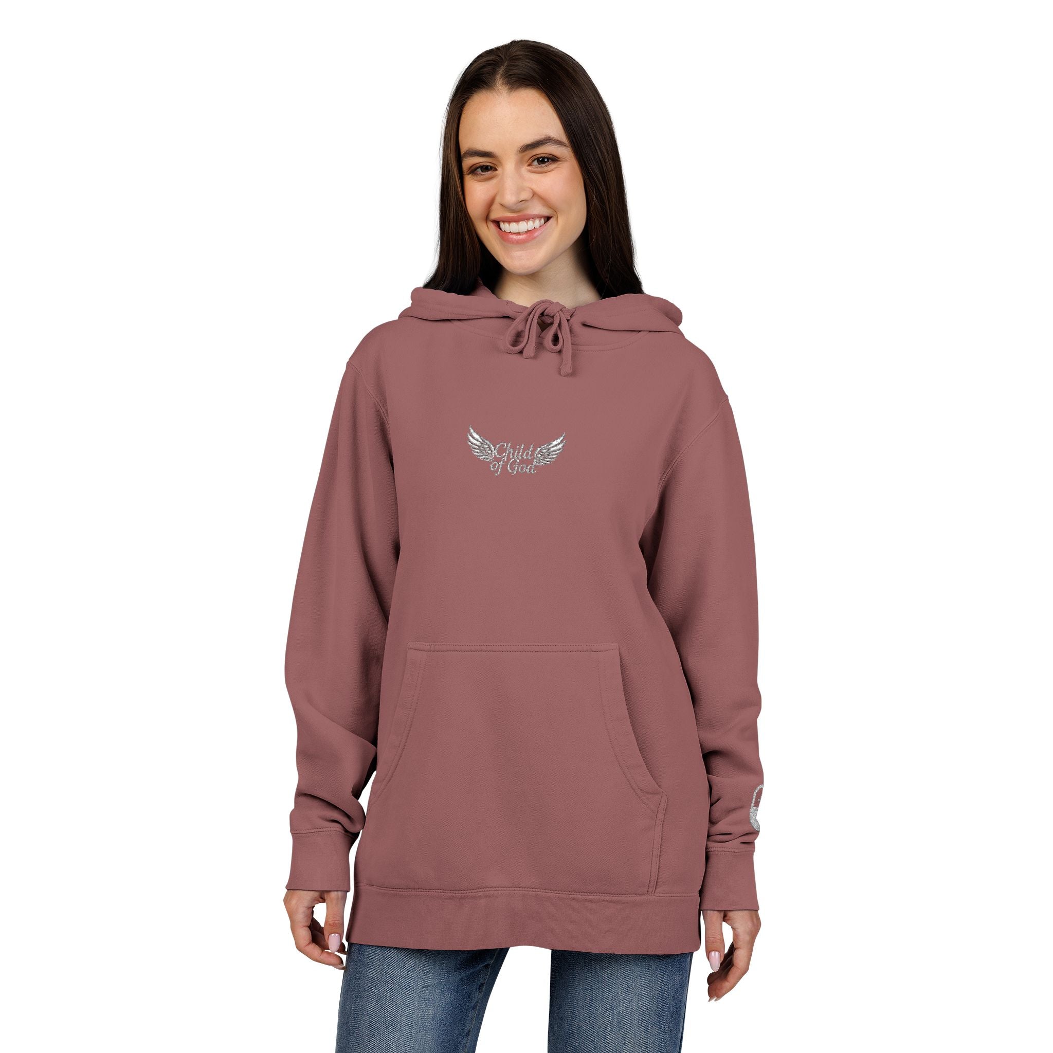 Embroidered Wings Unisex Pigment-Dyed Hoodie