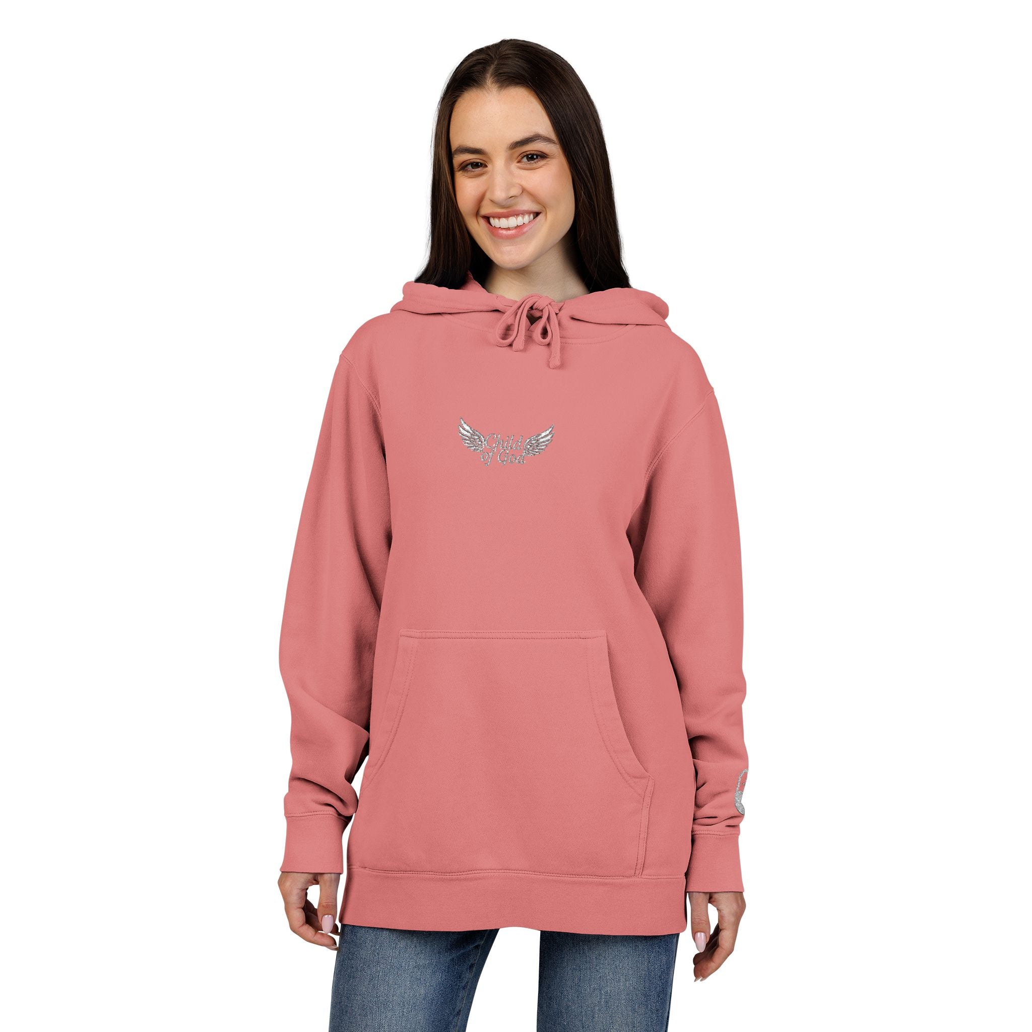 Embroidered Wings Unisex Pigment-Dyed Hoodie