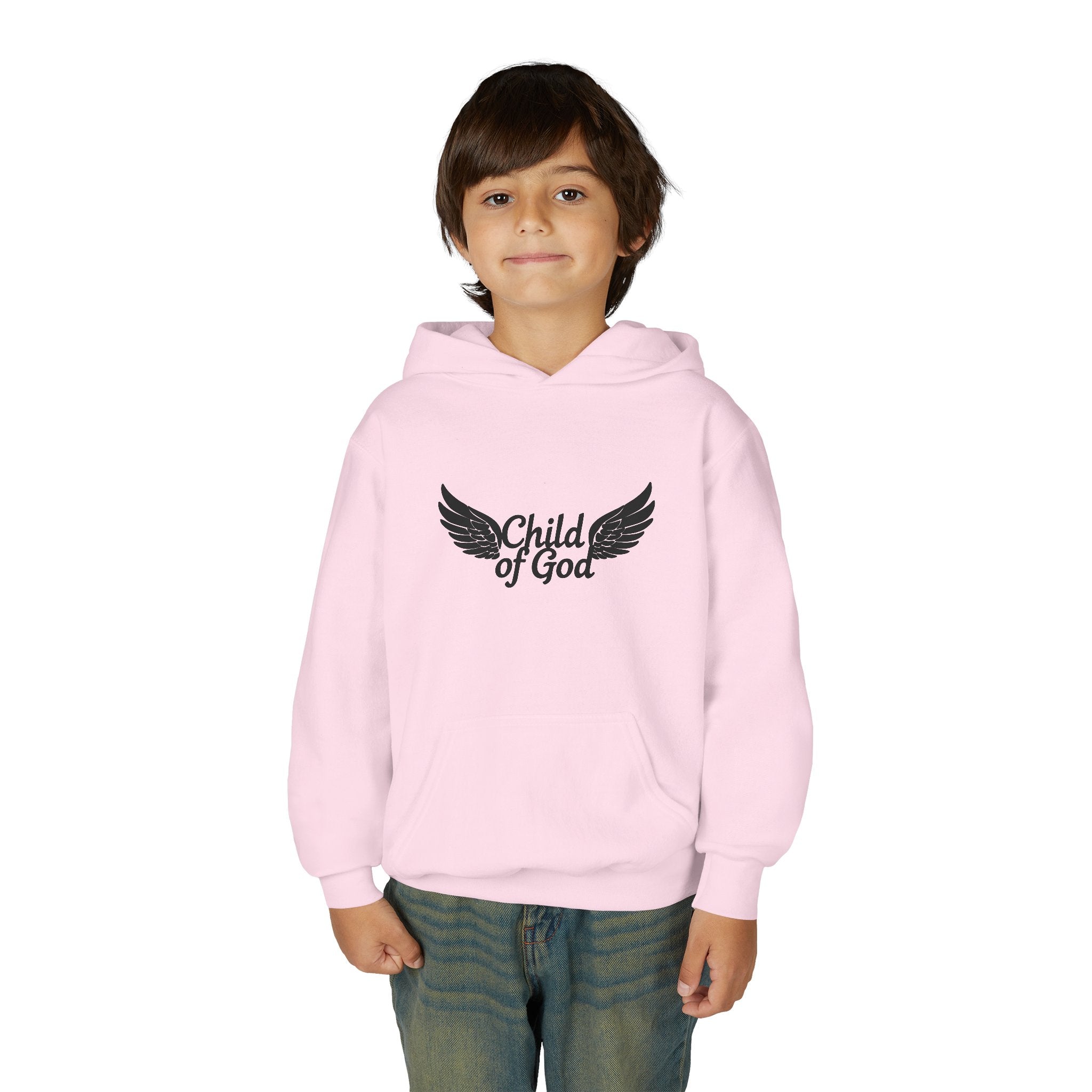 Child of God Youth Hoodie with Wings Design