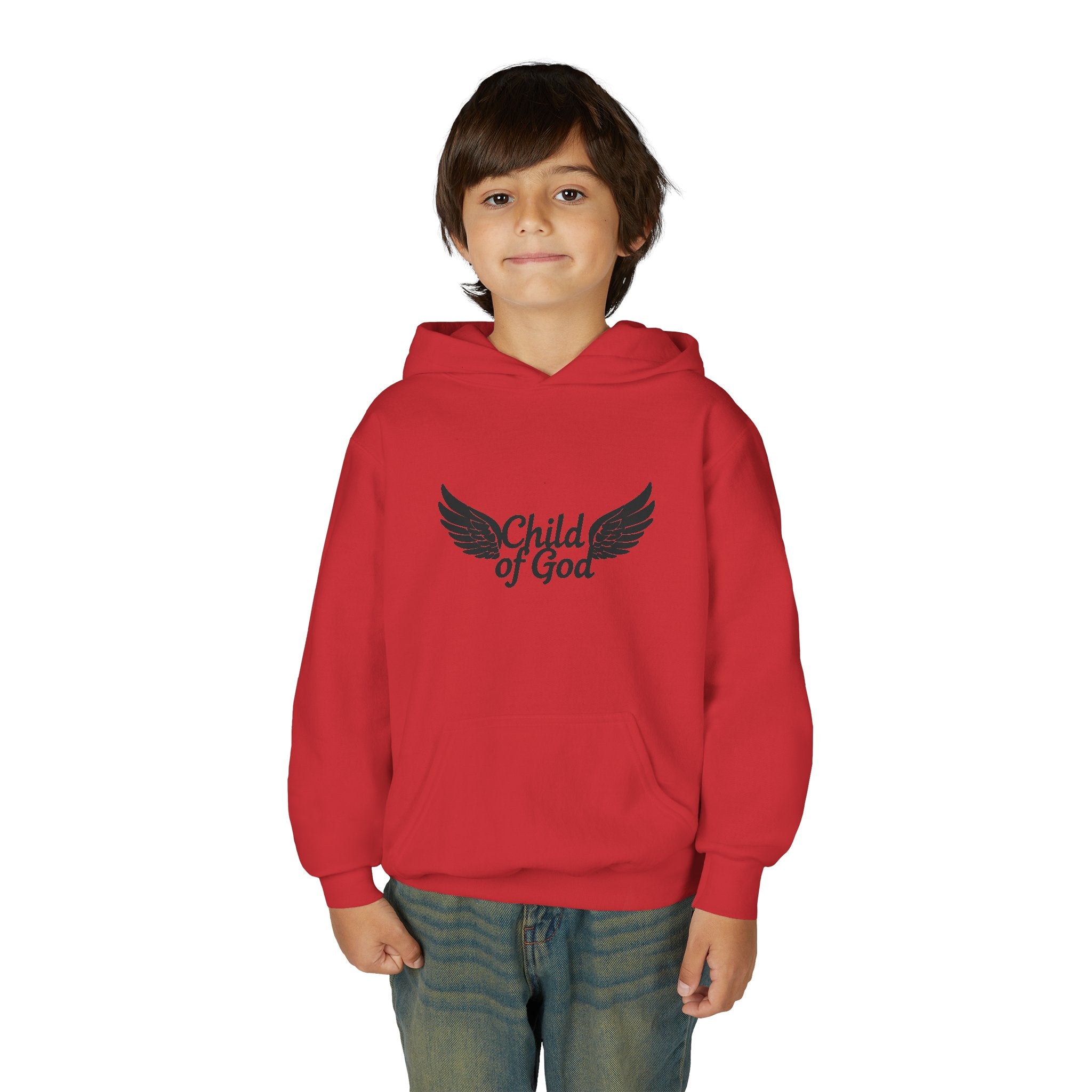 Child of God Youth Hoodie with Wings Design