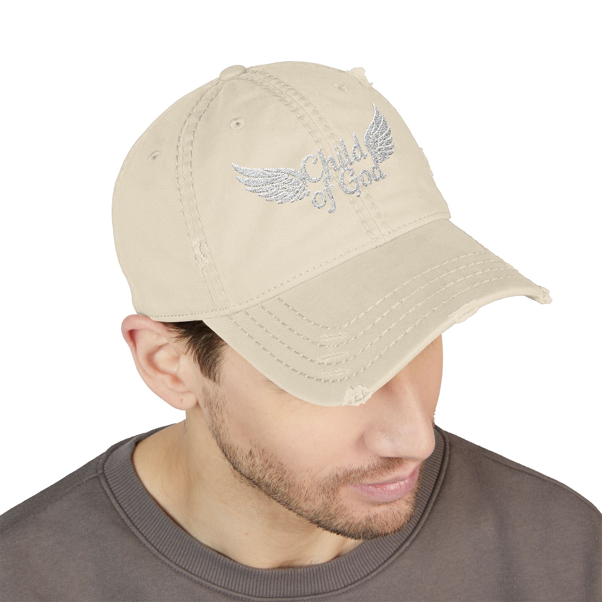 Embroidered Distressed Dad Hat - 'Child of God'