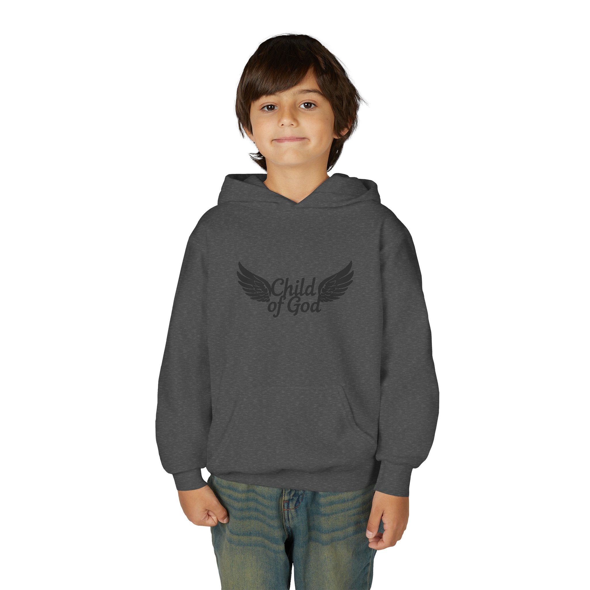 Child of God Youth Hoodie with Wings Design