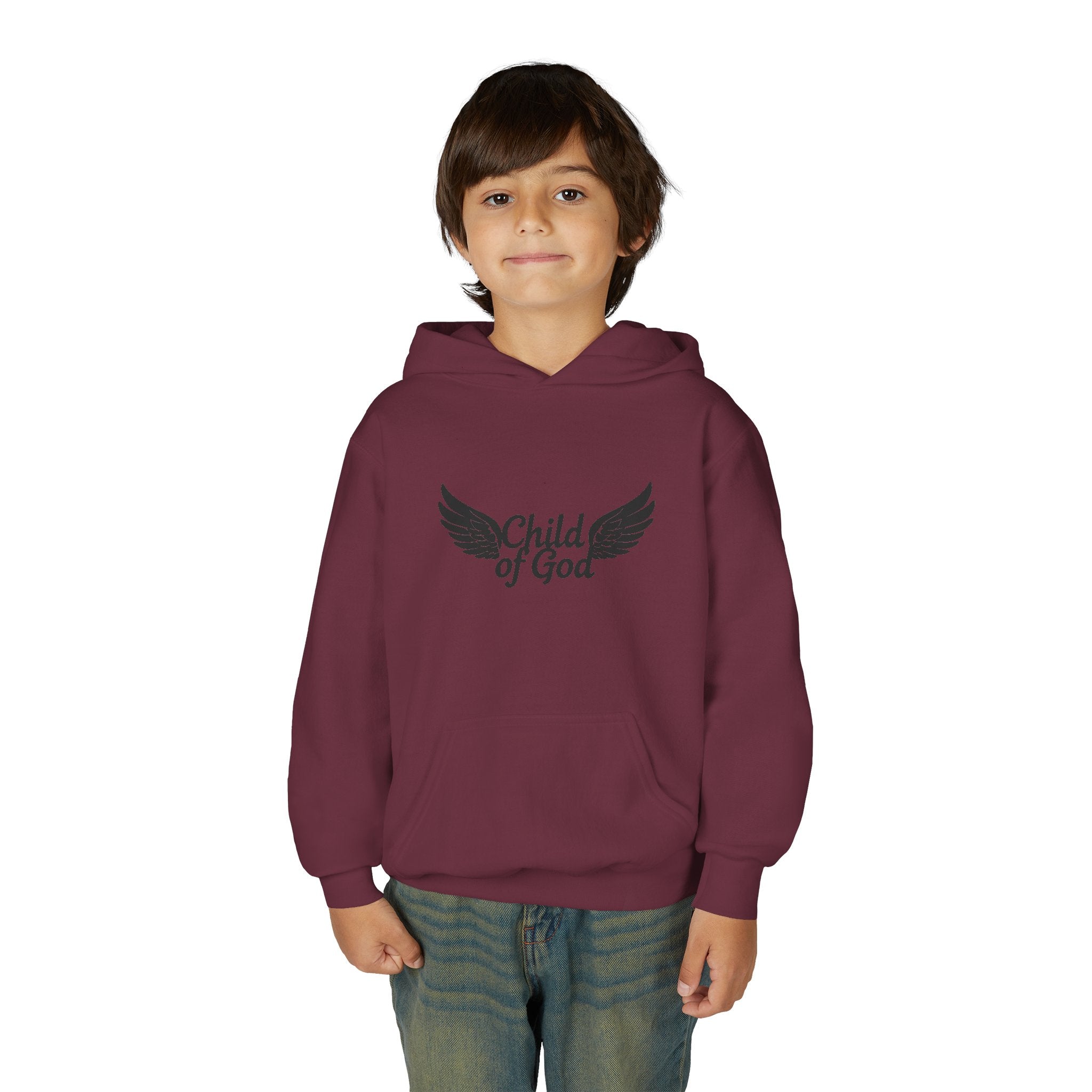 Child of God Youth Hoodie with Wings Design