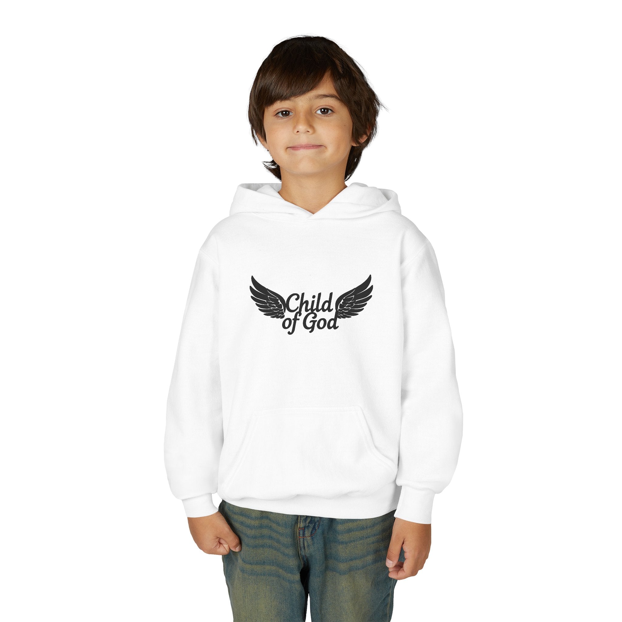 Child of God Youth Hoodie with Wings Design