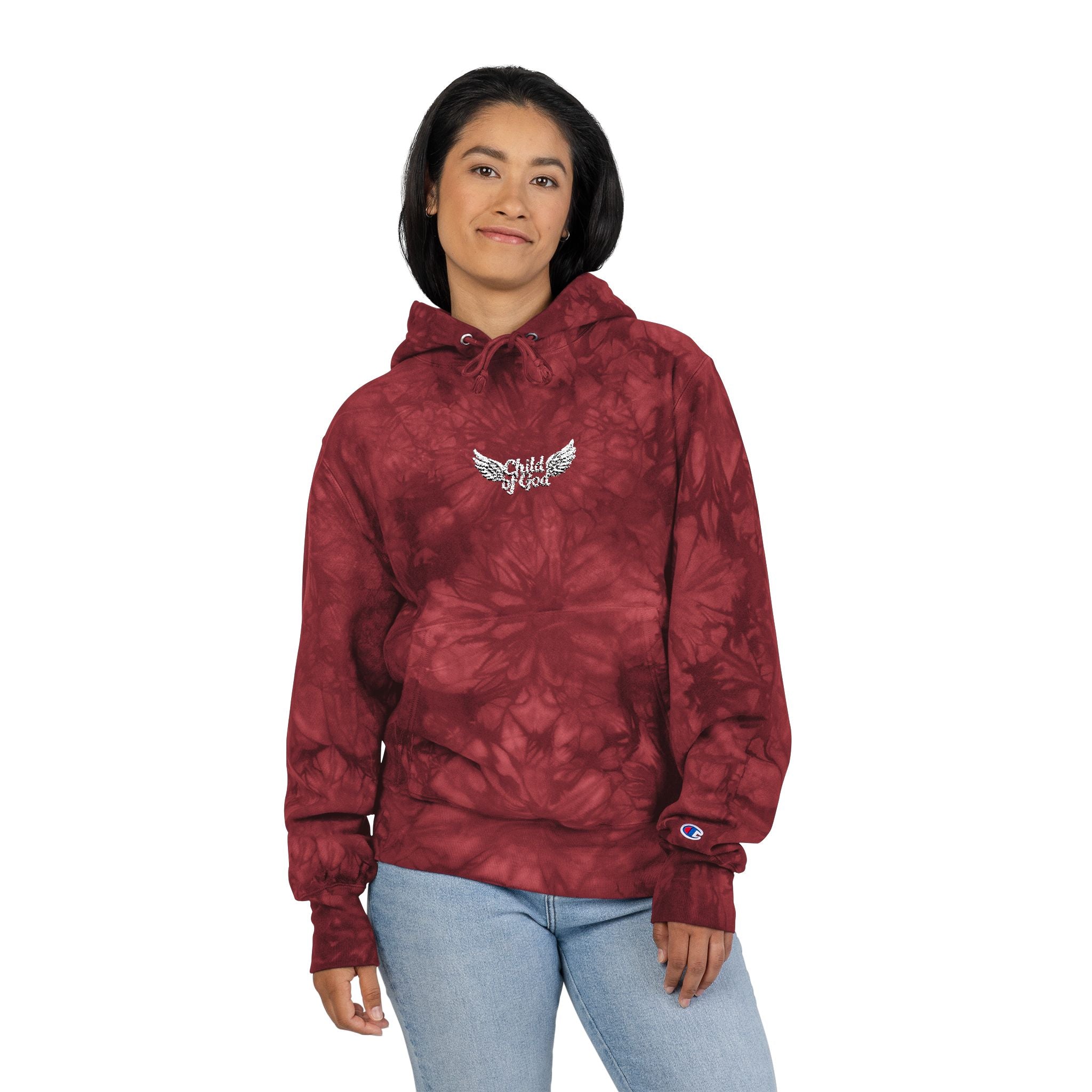 Tie-Dye Champion Hoodie with Embroidery