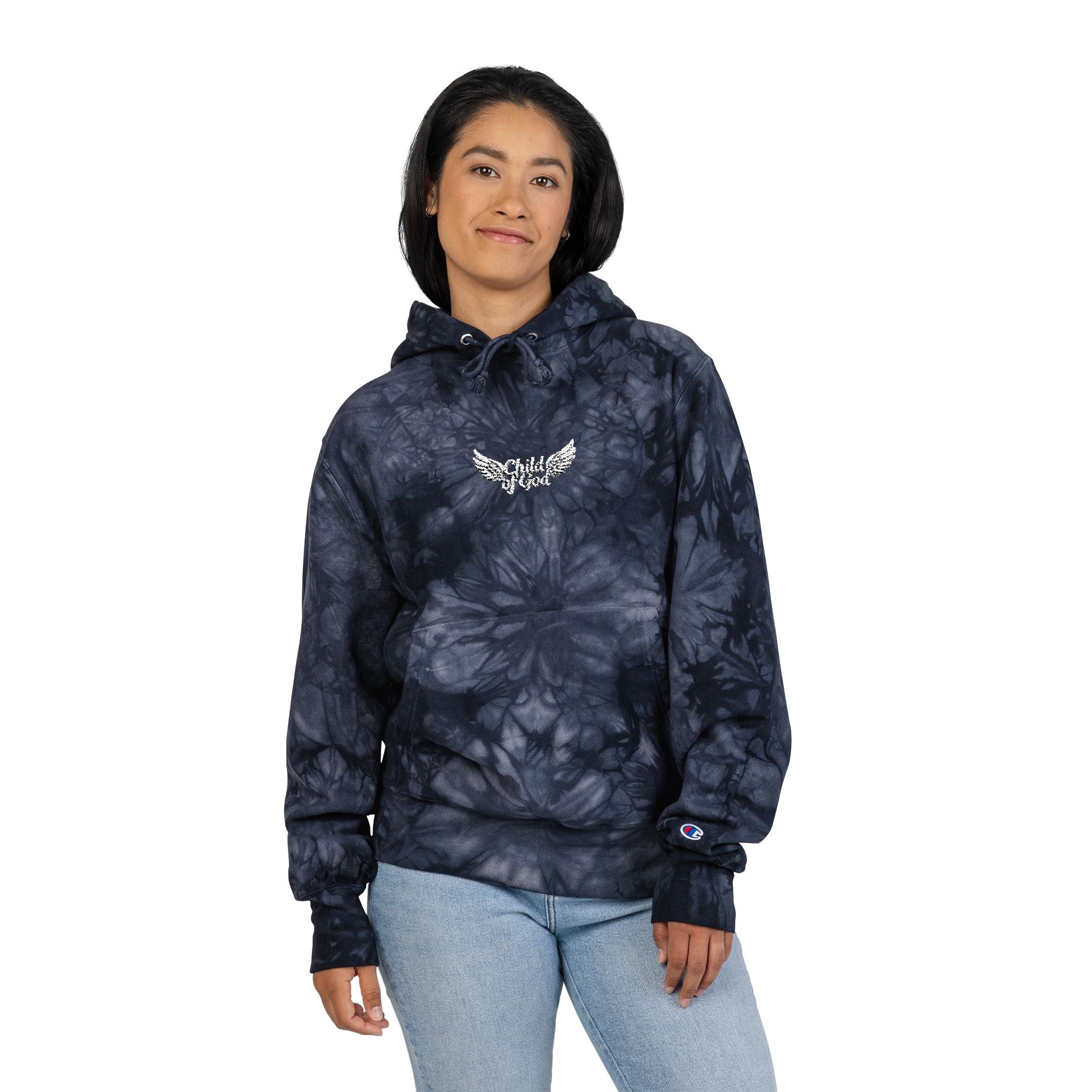 Tie-Dye Champion Hoodie with Embroidery