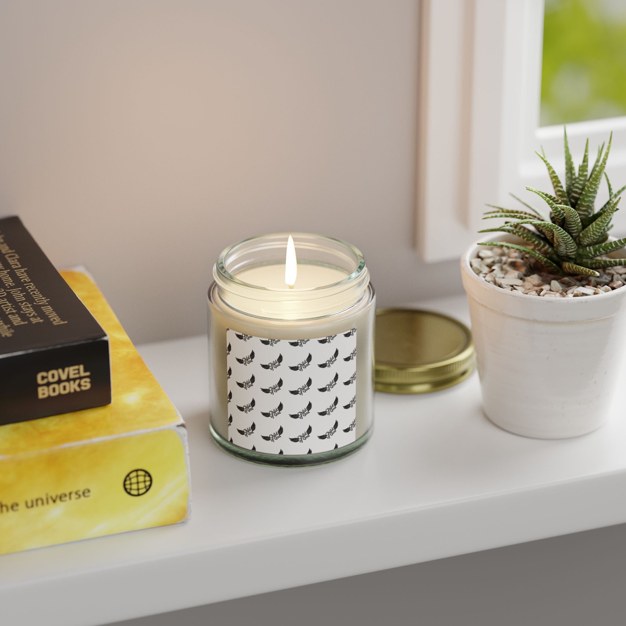 Aromatherapy Scented Candles - Coconut Apricot Wax (4oz, 9oz) with Elegant Feather Design