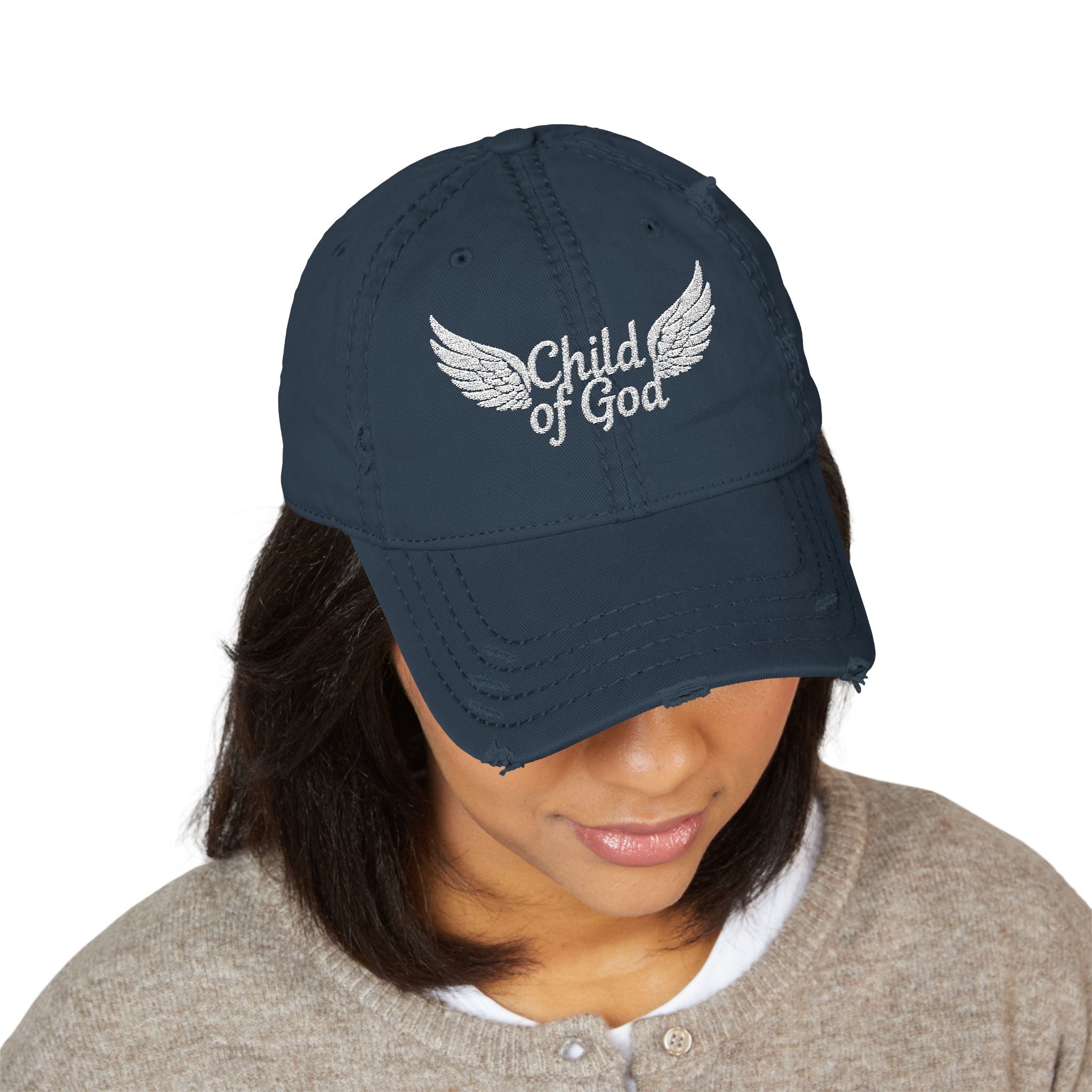 Embroidered Distressed Dad Hat - 'Child of God'
