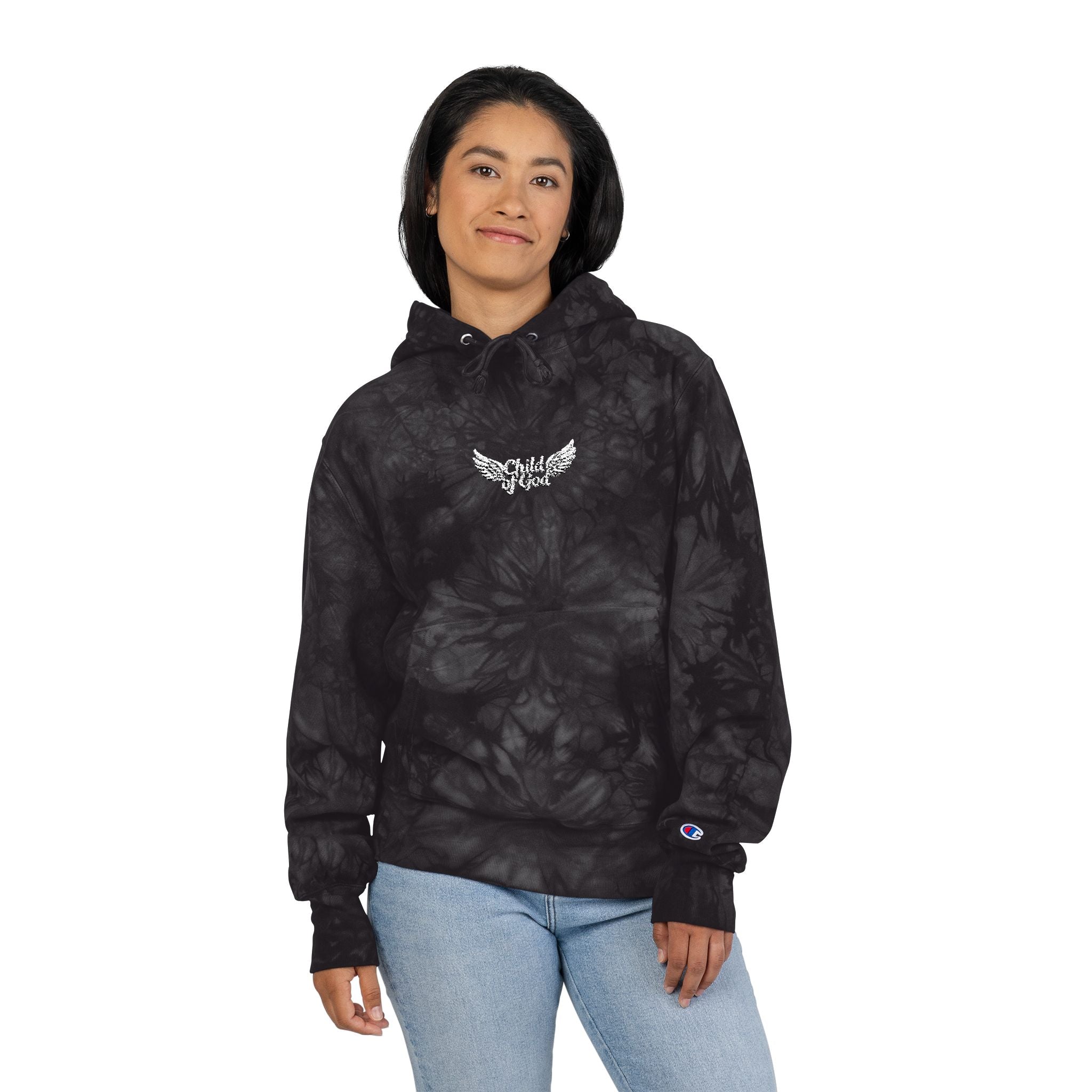 Tie-Dye Champion Hoodie with Embroidery
