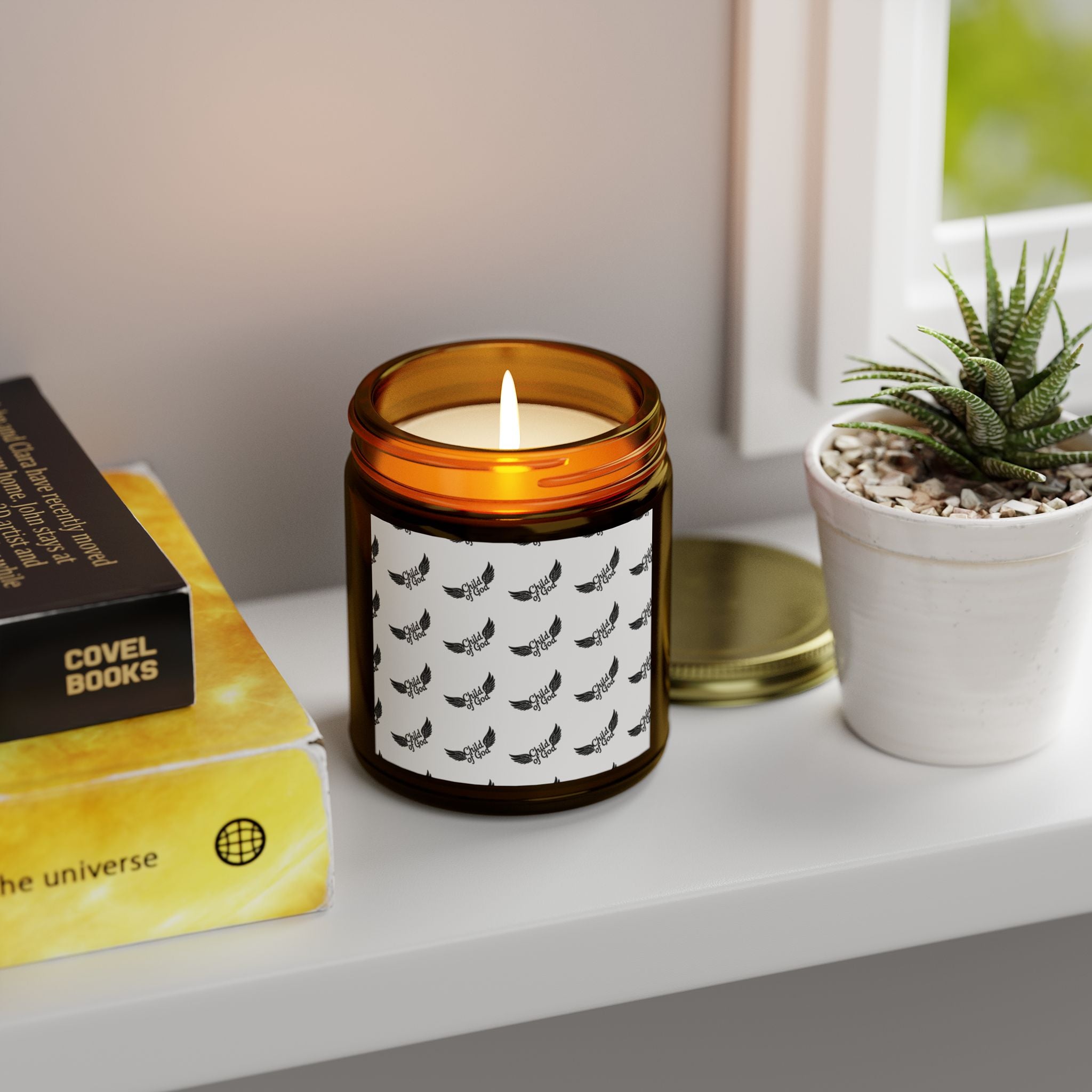 Aromatherapy Scented Candles - Coconut Apricot Wax (4oz, 9oz) with Elegant Feather Design