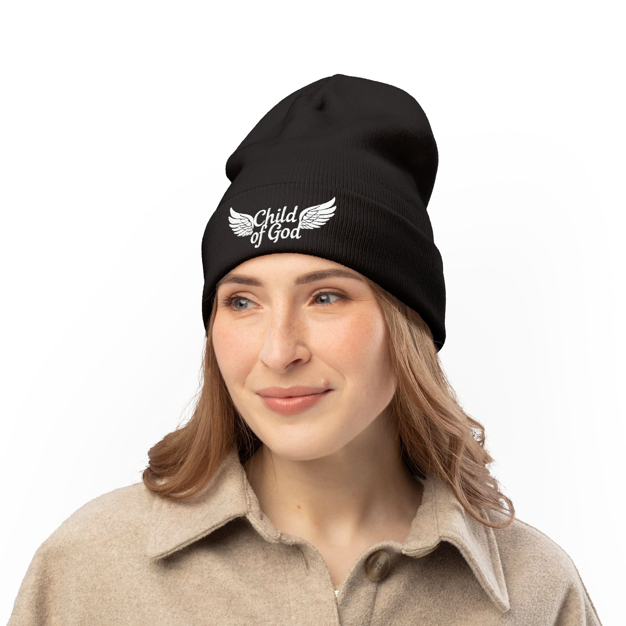 Embroidered Knit Beanie - Child of God Design