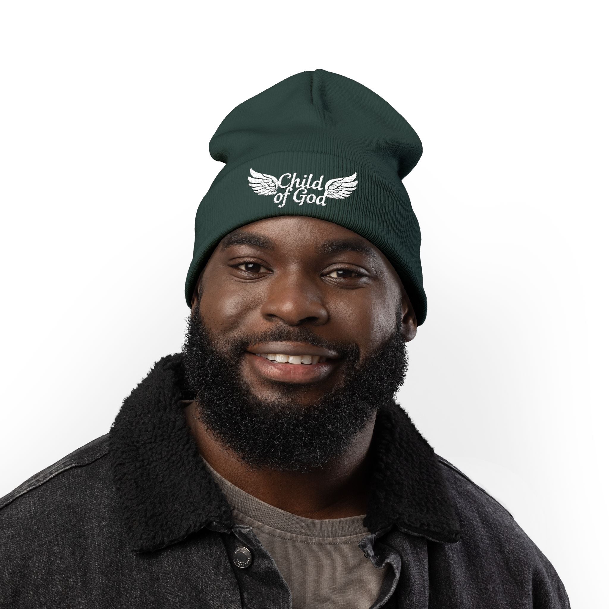 Embroidered Knit Beanie - Child of God Design