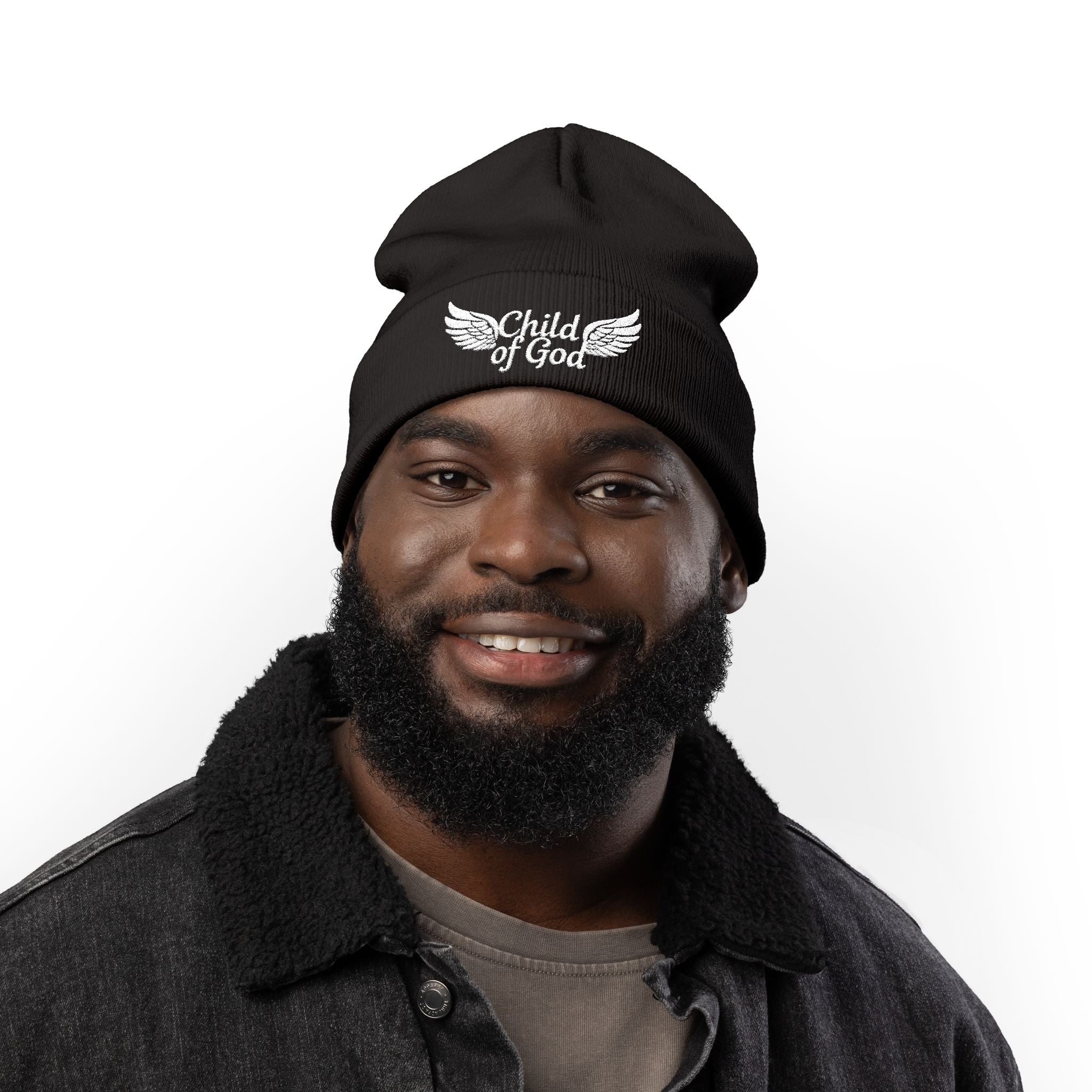 Embroidered Knit Beanie - Child of God Design