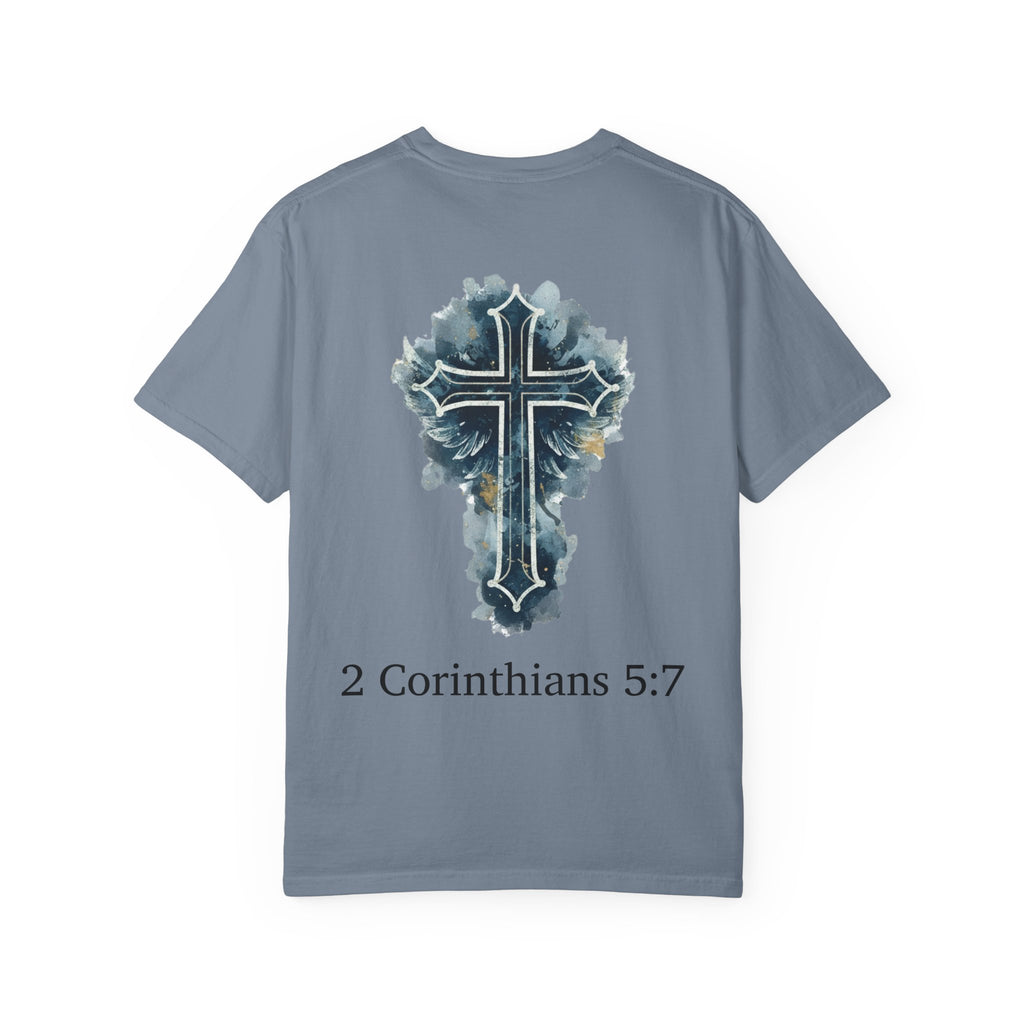 Faith-Inspired Lion Graphic Tee, Inspirational Christian T-Shirt, Unisex Walk by Faith Shirt, Biblical Quote Apparel, Gift for Believers