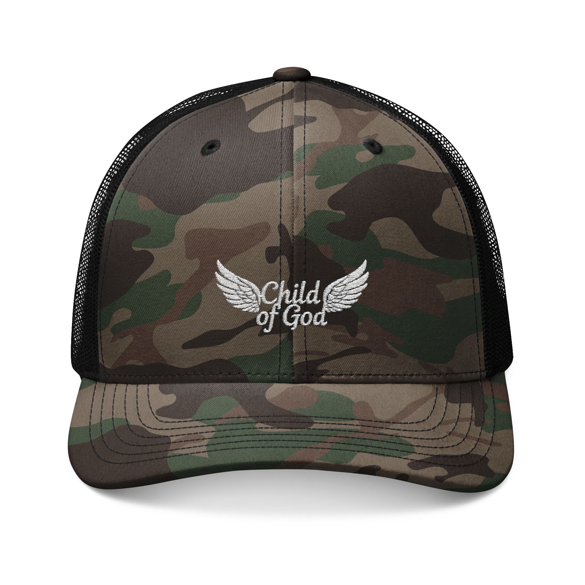 Child of God Camouflage Trucker Hat - Faith-Inspired Outdoor Gear