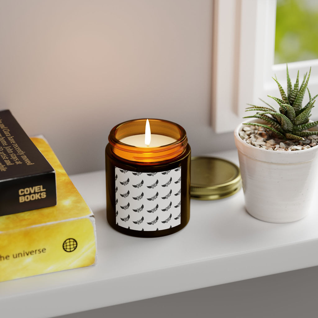 Aromatherapy Scented Candles - Coconut Apricot Wax (4oz, 9oz) with Elegant Feather Design