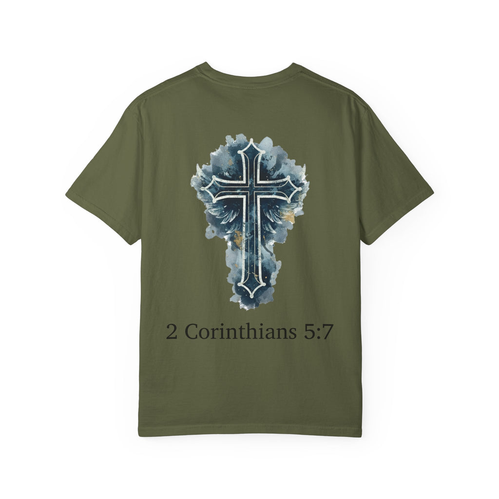 Faith-Inspired Lion Graphic Tee, Inspirational Christian T-Shirt, Unisex Walk by Faith Shirt, Biblical Quote Apparel, Gift for Believers