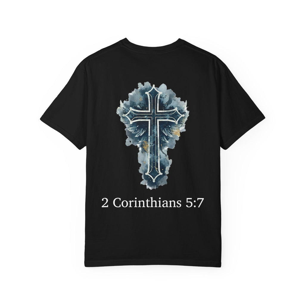 Faith-Inspired Lion Graphic Tee, Inspirational Christian T-Shirt, Unisex Walk by Faith Shirt, Biblical Quote Apparel, Gift for Believers
