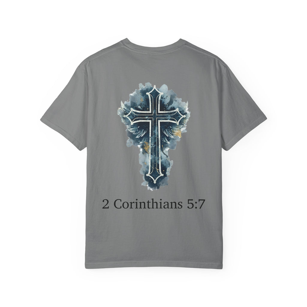 Faith-Inspired Lion Graphic Tee, Inspirational Christian T-Shirt, Unisex Walk by Faith Shirt, Biblical Quote Apparel, Gift for Believers
