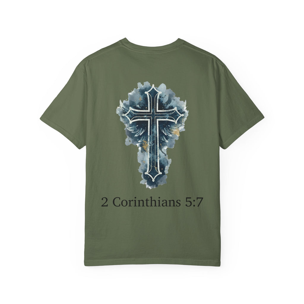 Faith-Inspired Lion Graphic Tee, Inspirational Christian T-Shirt, Unisex Walk by Faith Shirt, Biblical Quote Apparel, Gift for Believers
