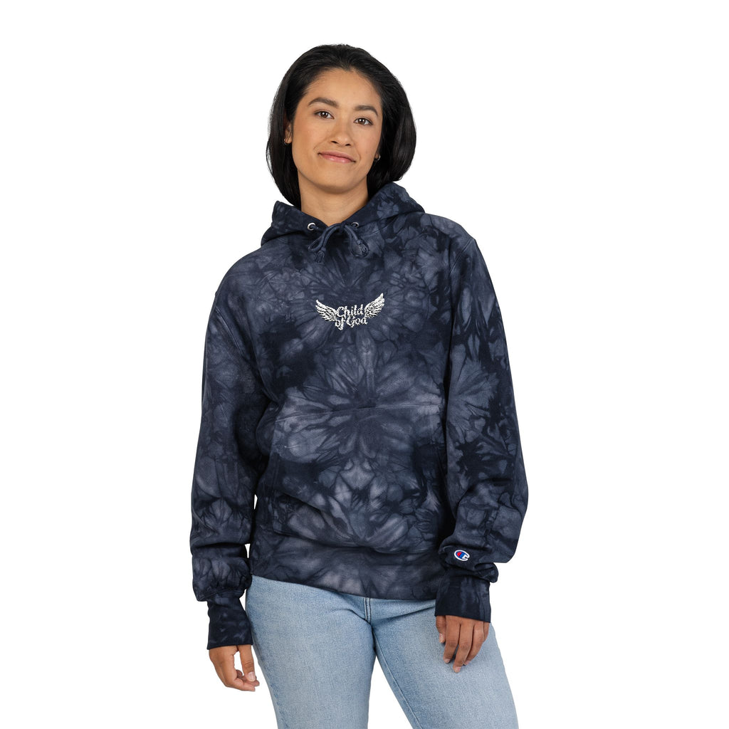 Tie-Dye Champion Hoodie with Embroidery