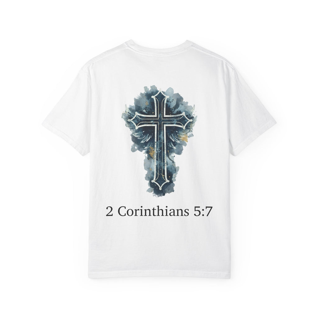 Faith-Inspired Lion Graphic Tee, Inspirational Christian T-Shirt, Unisex Walk by Faith Shirt, Biblical Quote Apparel, Gift for Believers