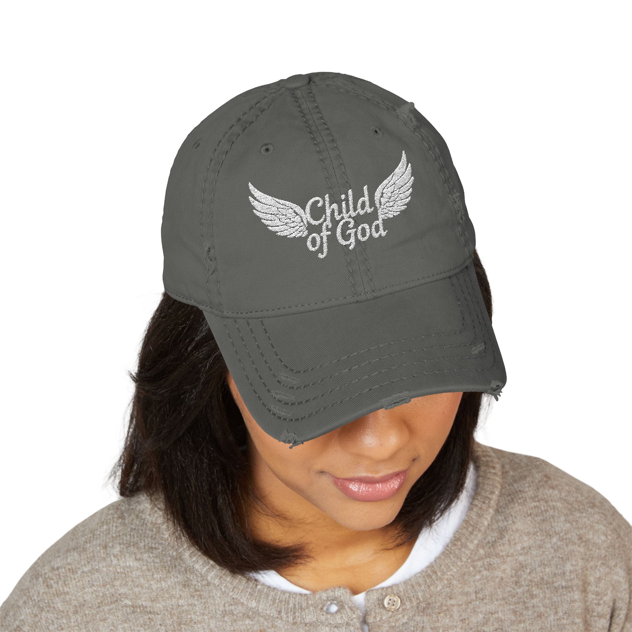 Embroidered Distressed Dad Hat - 'Child of God'