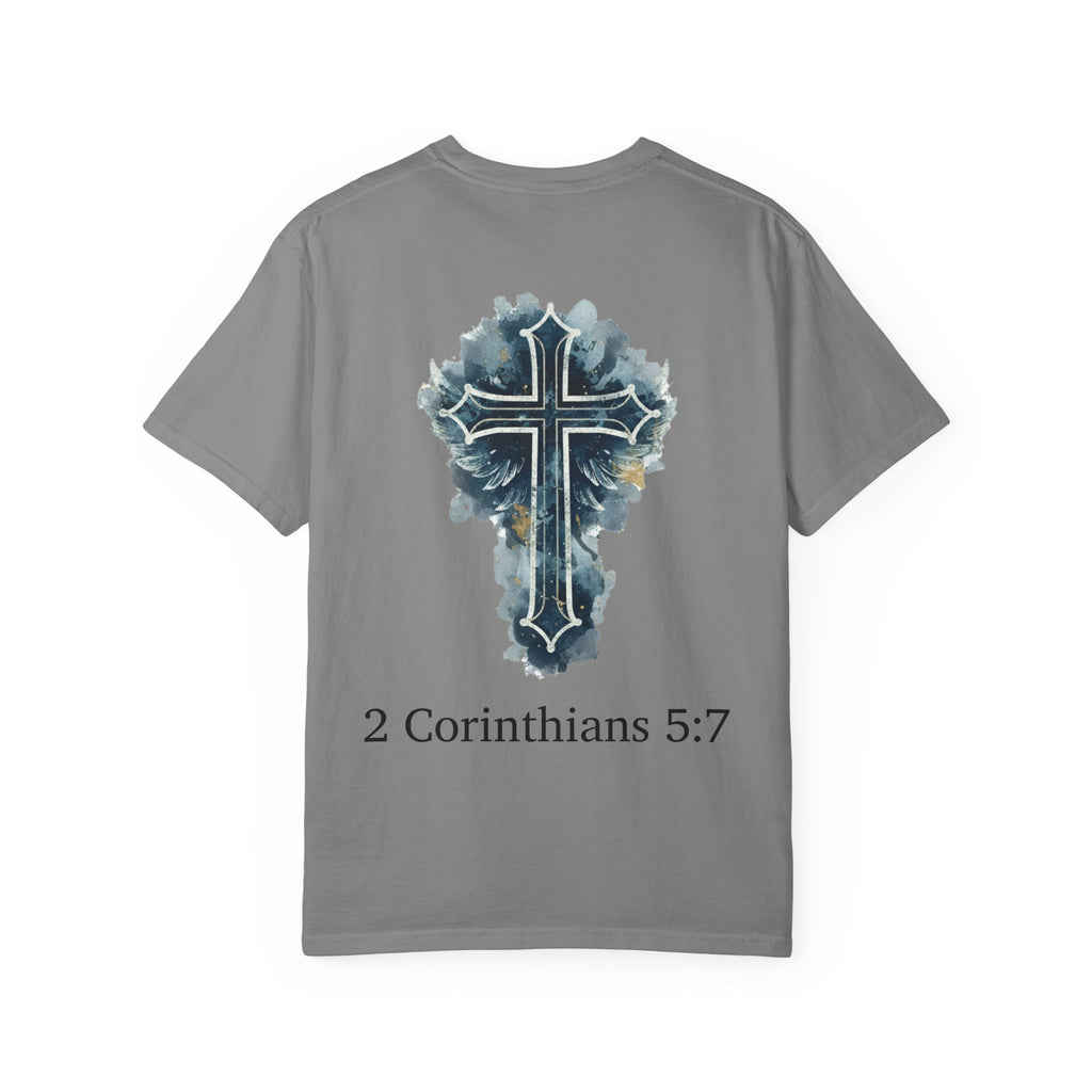 Faith-Inspired Lion Graphic Tee, Inspirational Christian T-Shirt, Unisex Walk by Faith Shirt, Biblical Quote Apparel, Gift for Believers