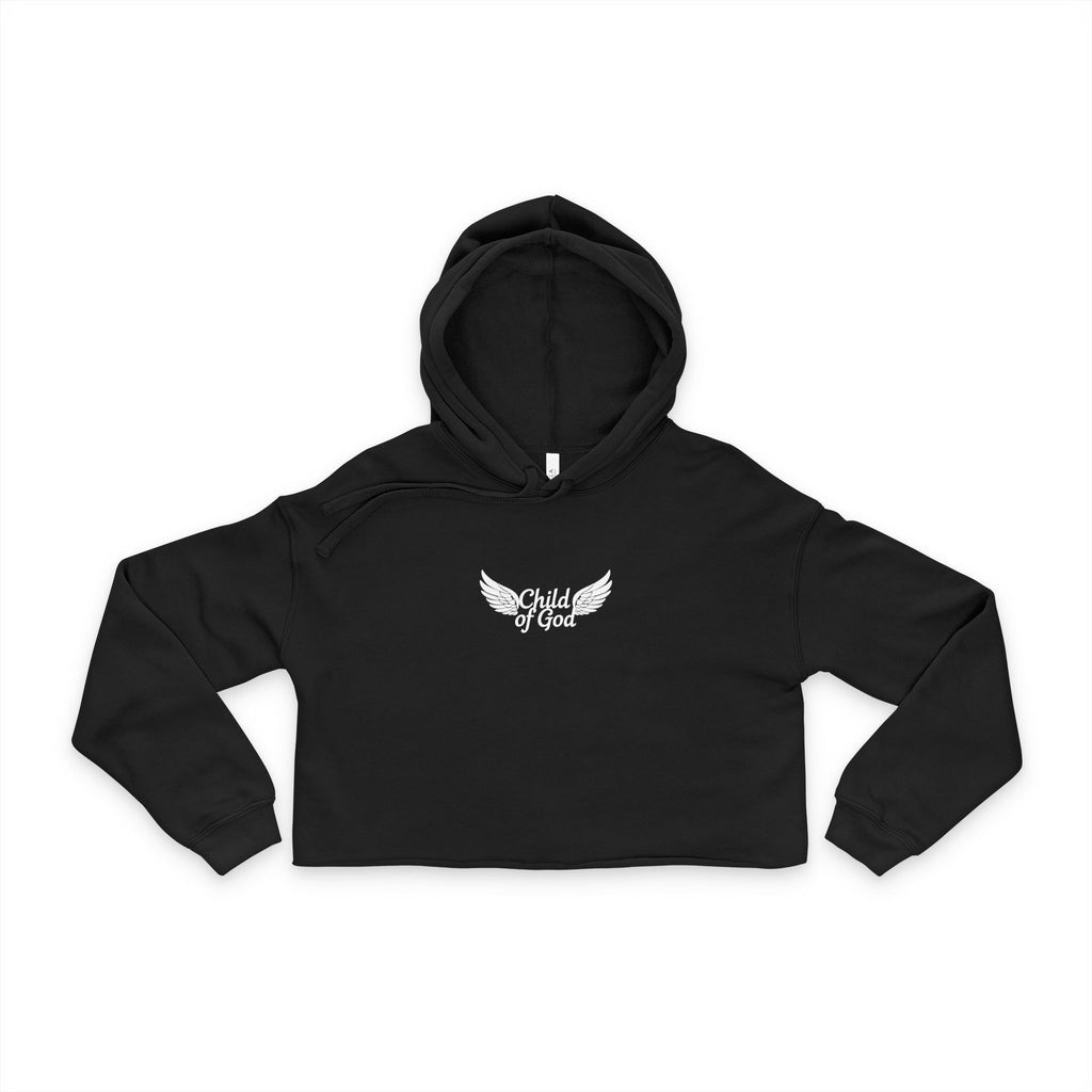 Black Women's Cropped Hoodie with Angel Wings | "Child of God"
