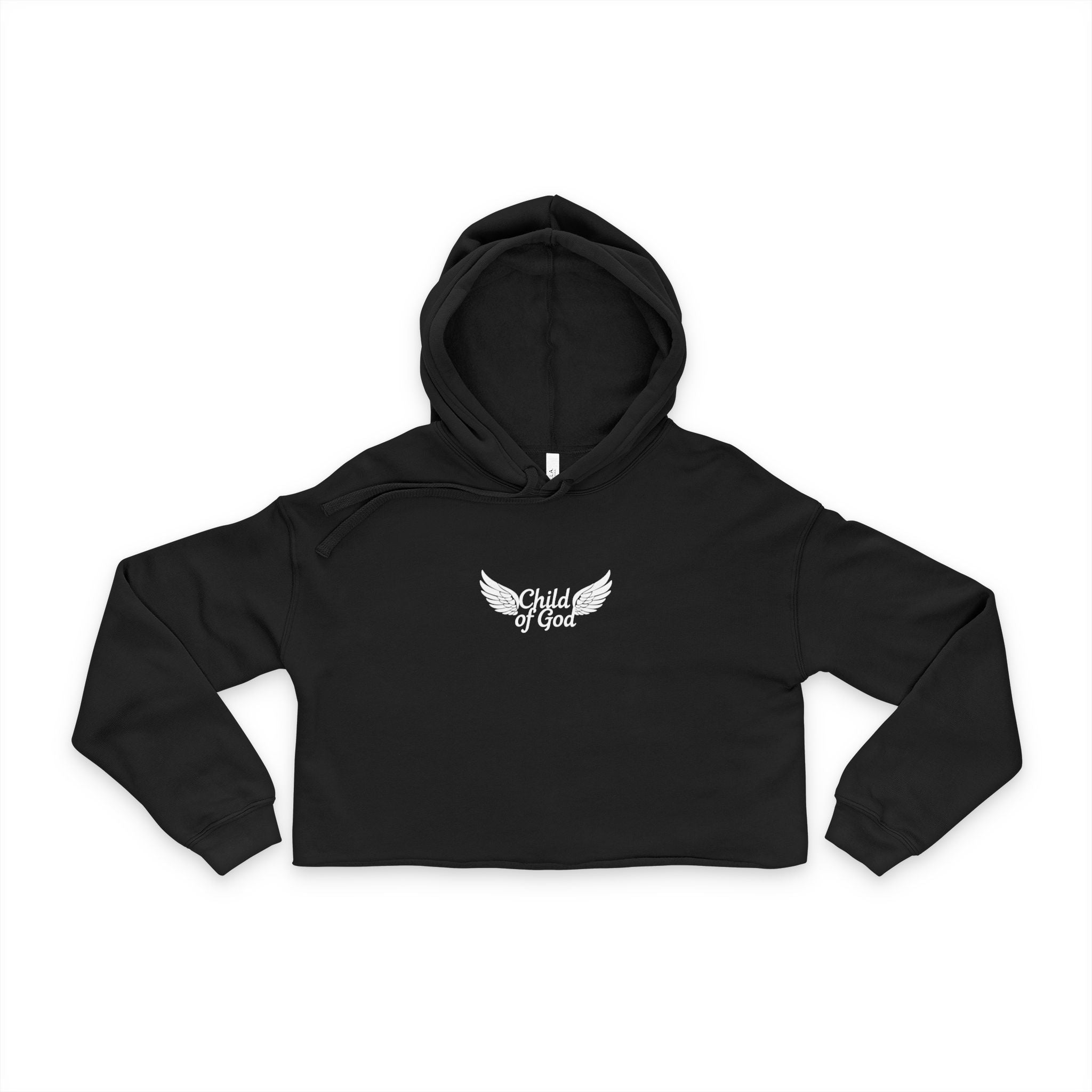 Black Women's Cropped Hoodie with Angel Wings | "Child of God"