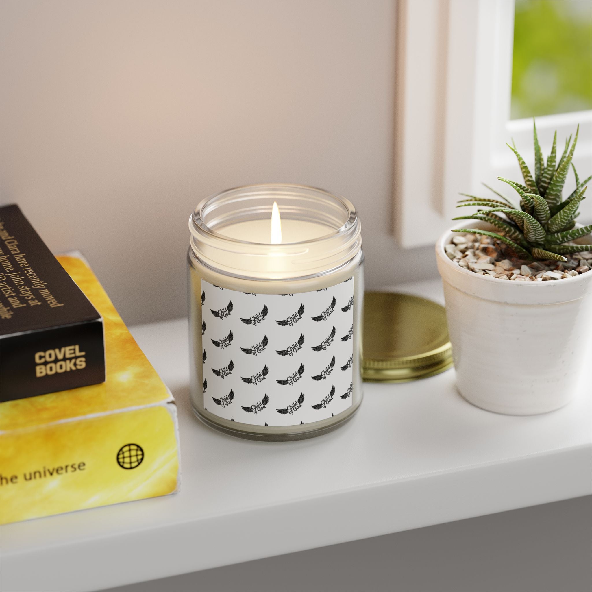 Aromatherapy Scented Candles - Coconut Apricot Wax (4oz, 9oz) with Elegant Feather Design