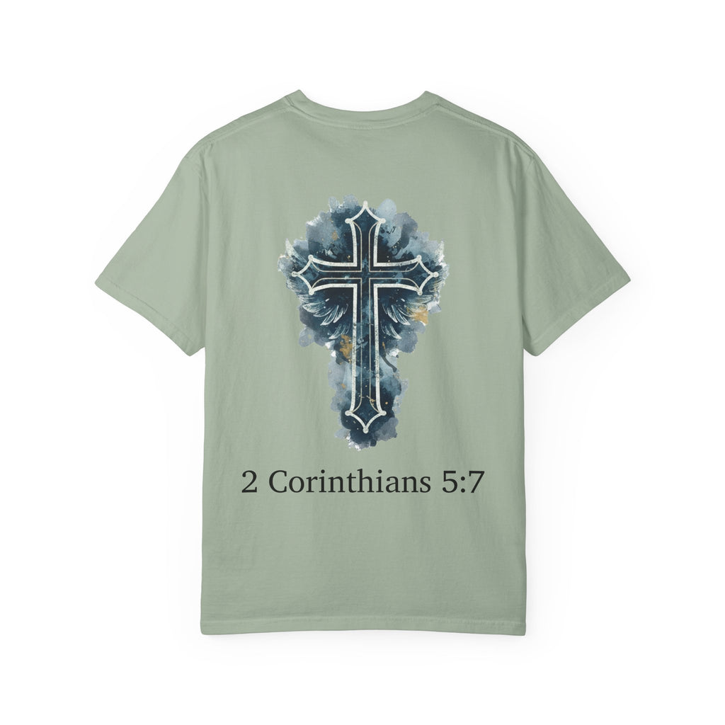 Faith-Inspired Lion Graphic Tee, Inspirational Christian T-Shirt, Unisex Walk by Faith Shirt, Biblical Quote Apparel, Gift for Believers